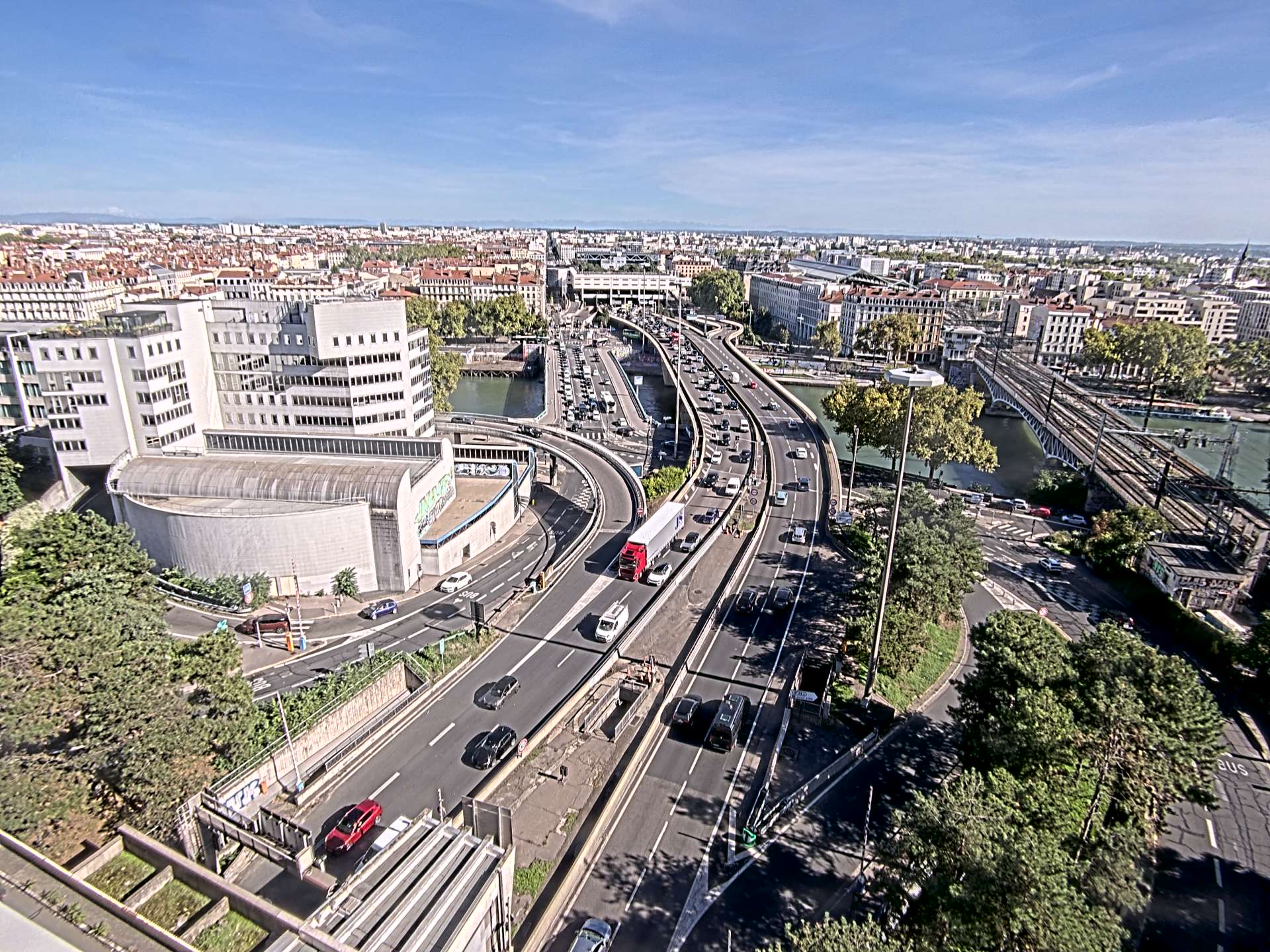 Caméra autoroute à Lyon Perrache à l'entrée Sud du Tunnel sous Fourvière, en direction de Marseille