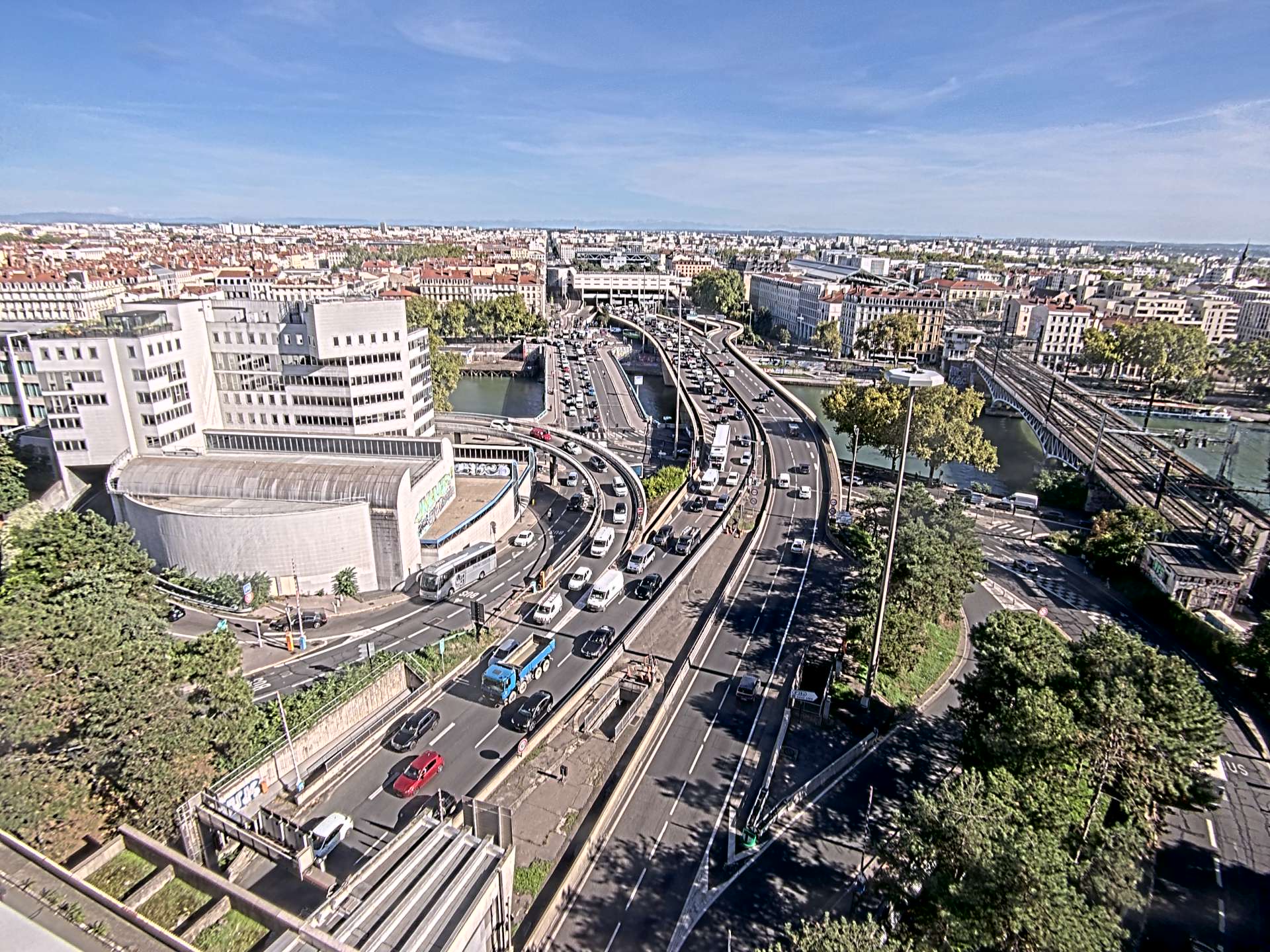 Caméra autoroute à Lyon Perrache à l'entrée Sud du Tunnel sous Fourvière, en direction de Marseille