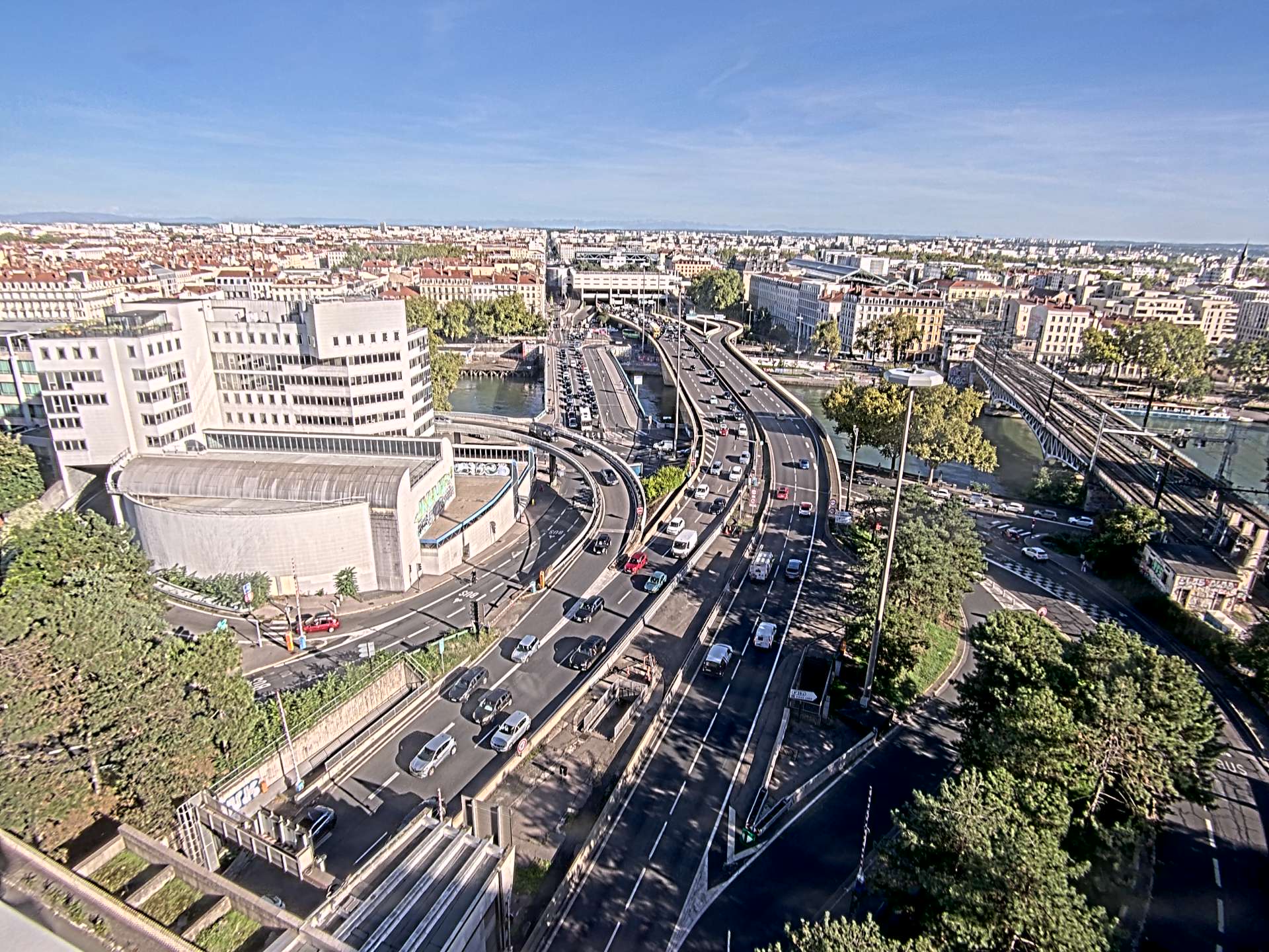 Caméra autoroute à Lyon Perrache à l'entrée Sud du Tunnel sous Fourvière, en direction de Marseille