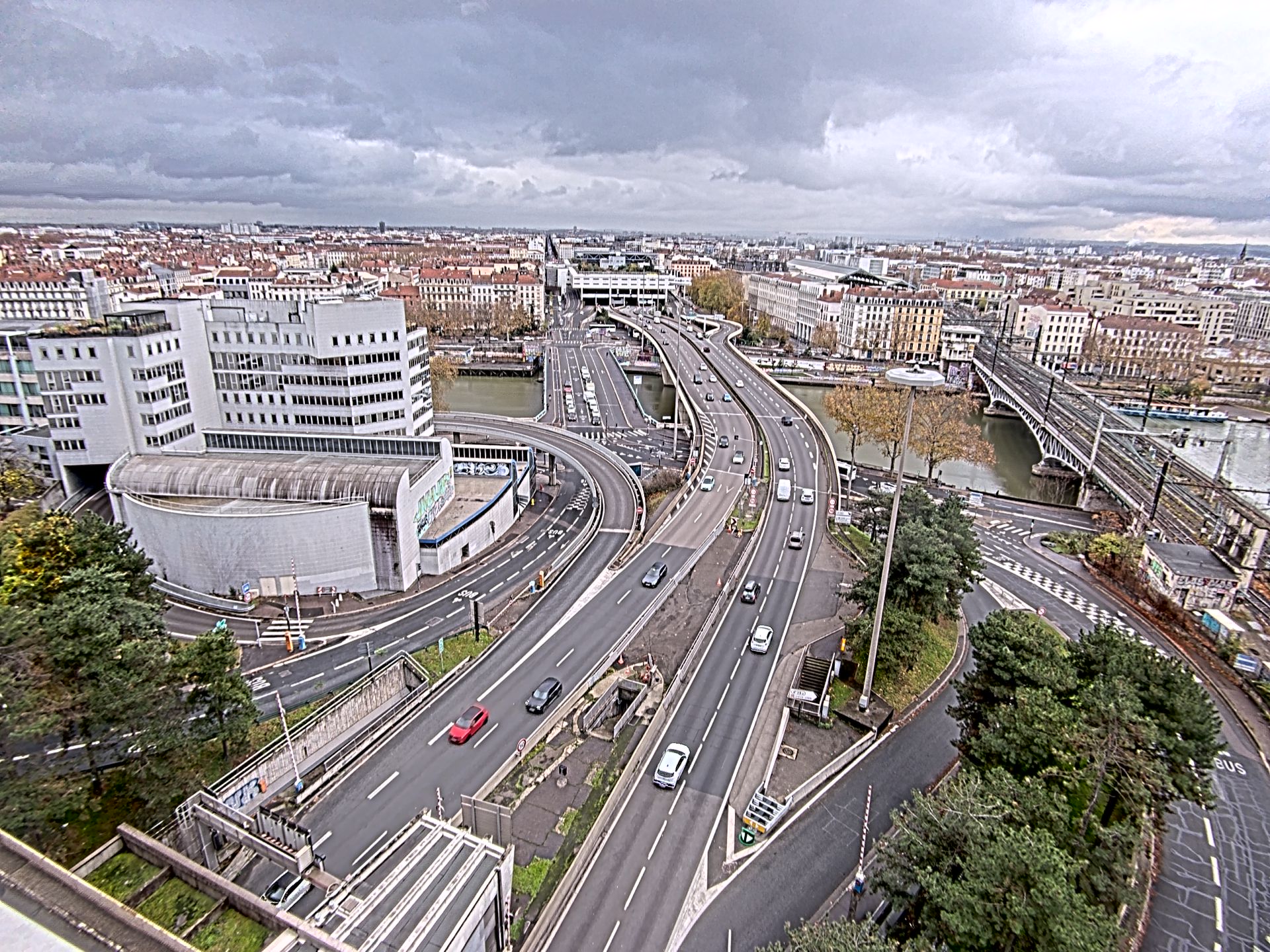 Caméra autoroute à Lyon Perrache à l'entrée Sud du Tunnel sous Fourvière, en direction de Marseille