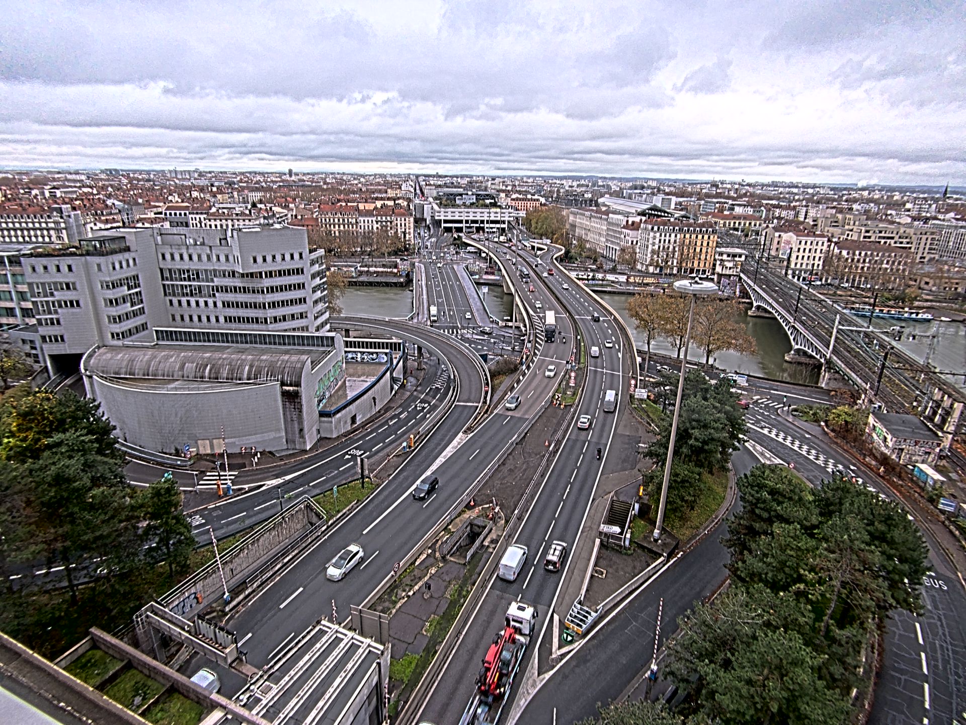 Caméra autoroute à Lyon Perrache à l'entrée Sud du Tunnel sous Fourvière, en direction de Marseille