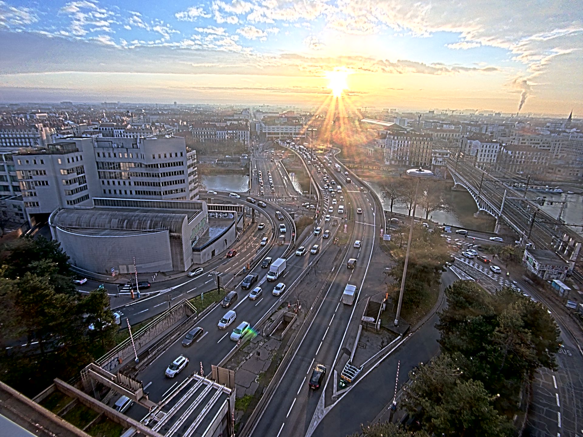 Caméra autoroute à Lyon Perrache à l'entrée Sud du Tunnel sous Fourvière, en direction de Marseille