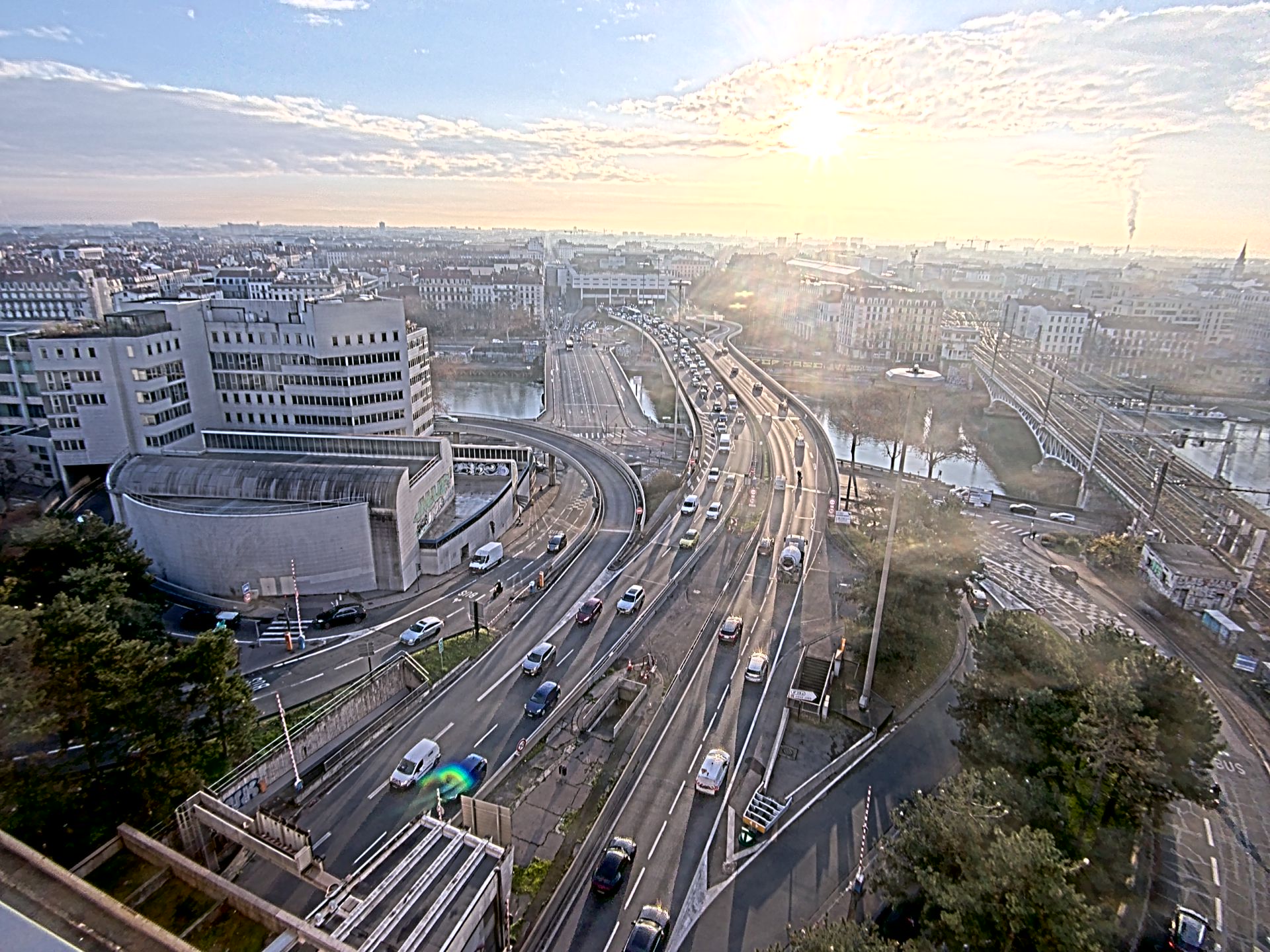 Caméra autoroute à Lyon Perrache à l'entrée Sud du Tunnel sous Fourvière, en direction de Marseille