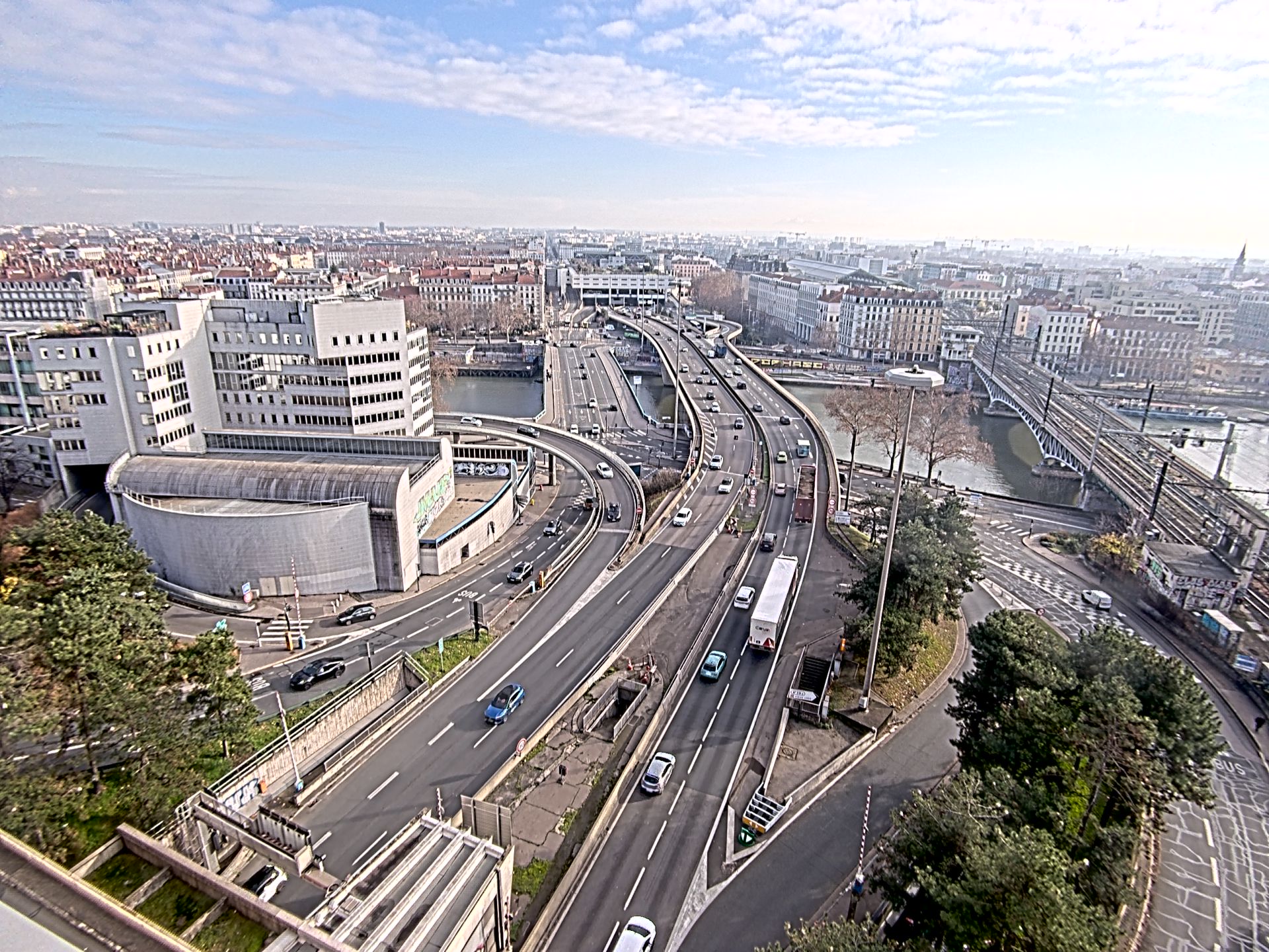 Caméra autoroute à Lyon Perrache à l'entrée Sud du Tunnel sous Fourvière, en direction de Marseille