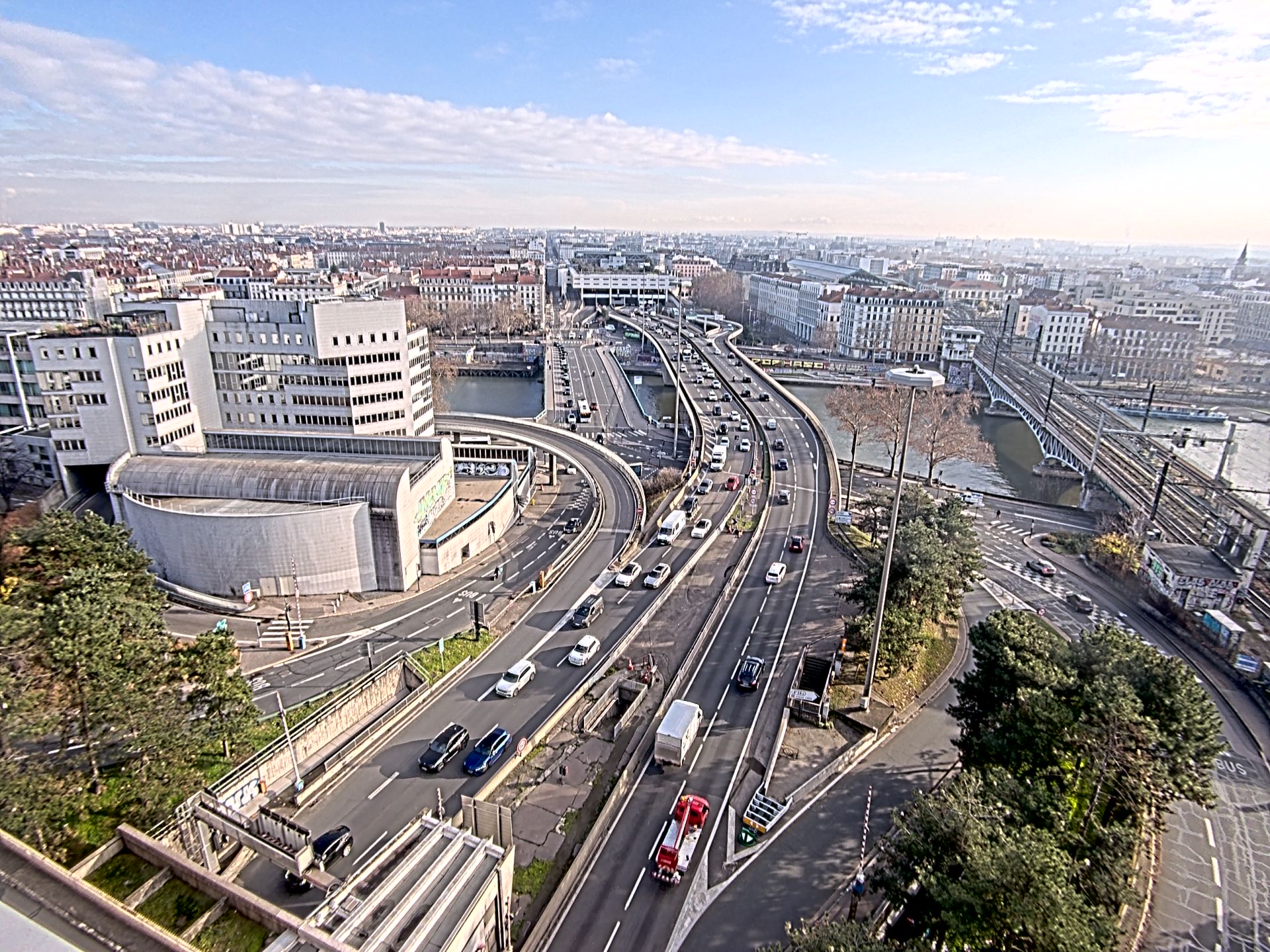 Caméra autoroute à Lyon Perrache à l'entrée Sud du Tunnel sous Fourvière, en direction de Marseille