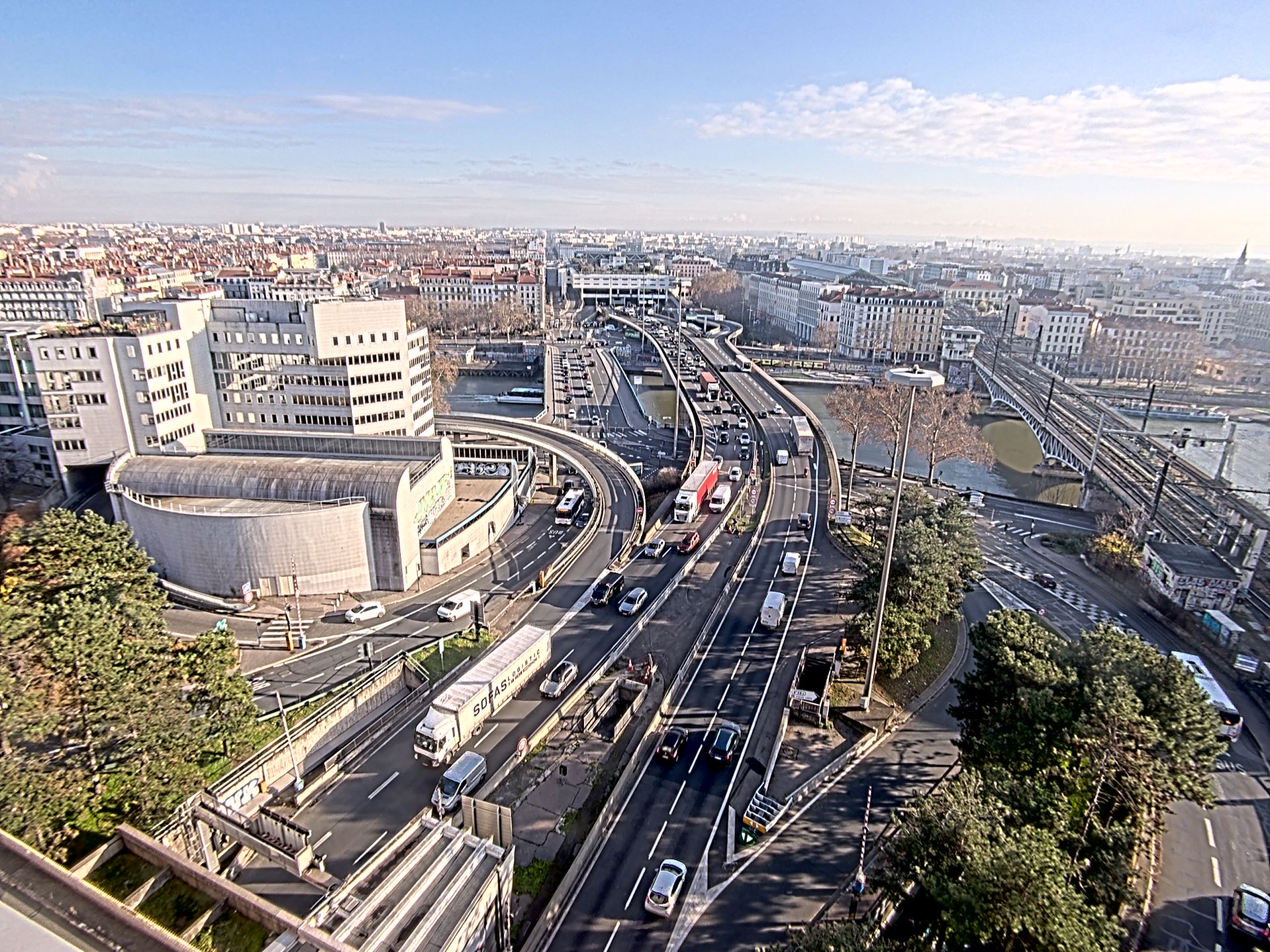 Caméra autoroute à Lyon Perrache à l'entrée Sud du Tunnel sous Fourvière, en direction de Marseille