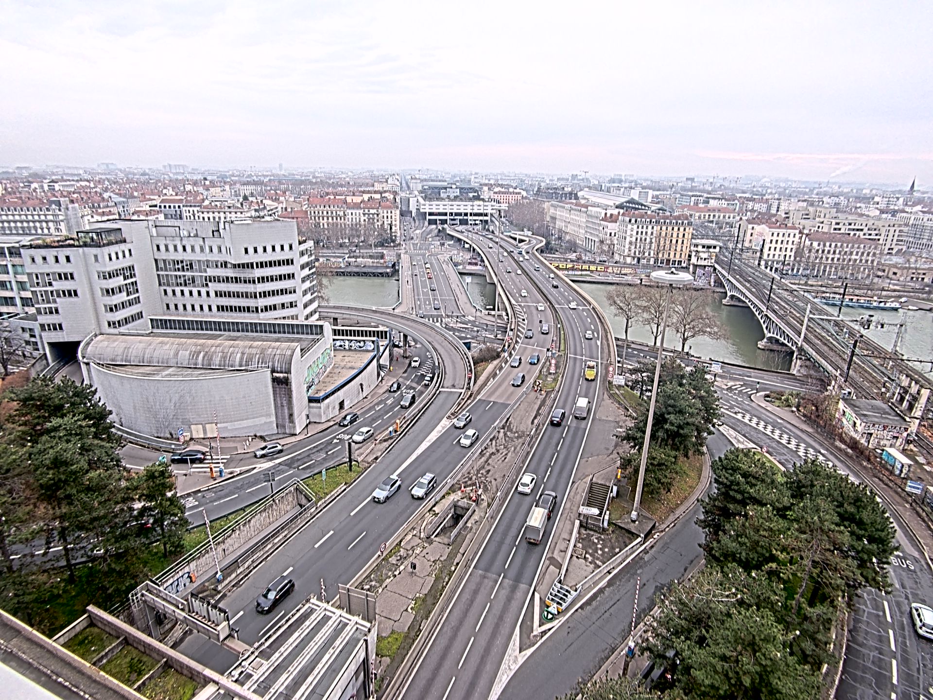 Caméra autoroute à Lyon Perrache à l'entrée Sud du Tunnel sous Fourvière, en direction de Marseille