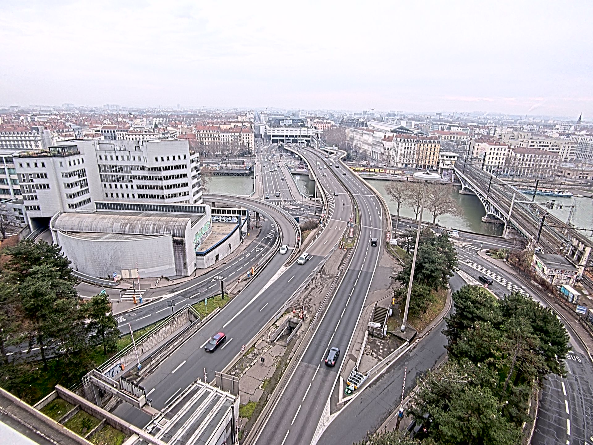 Caméra autoroute à Lyon Perrache à l'entrée Sud du Tunnel sous Fourvière, en direction de Marseille