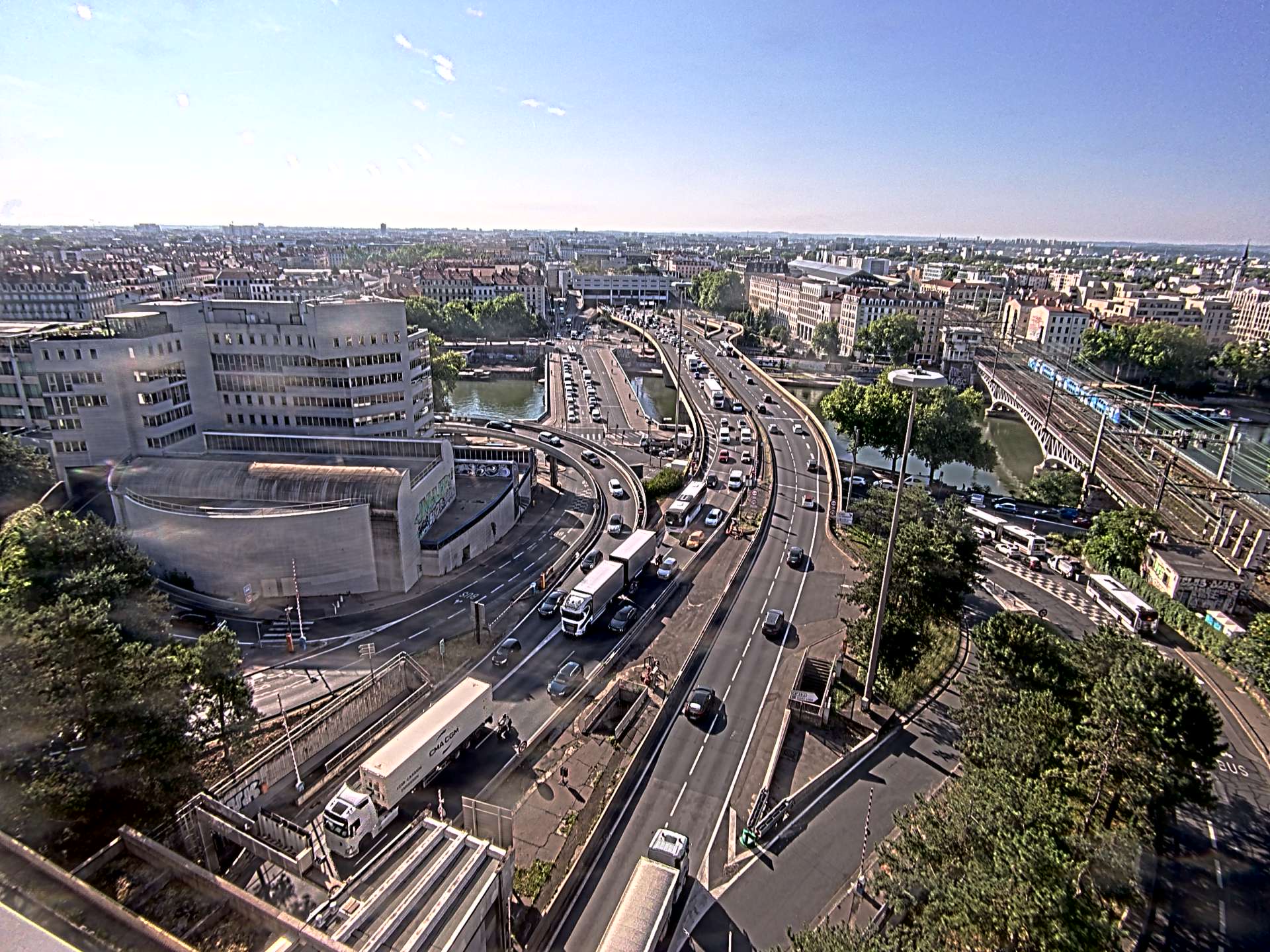 Caméra autoroute à Lyon Perrache à l'entrée Sud du Tunnel sous Fourvière, en direction de Marseille