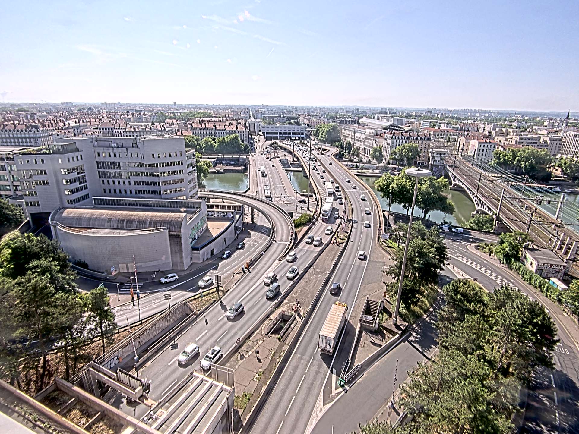 Caméra autoroute à Lyon Perrache à l'entrée Sud du Tunnel sous Fourvière, en direction de Marseille