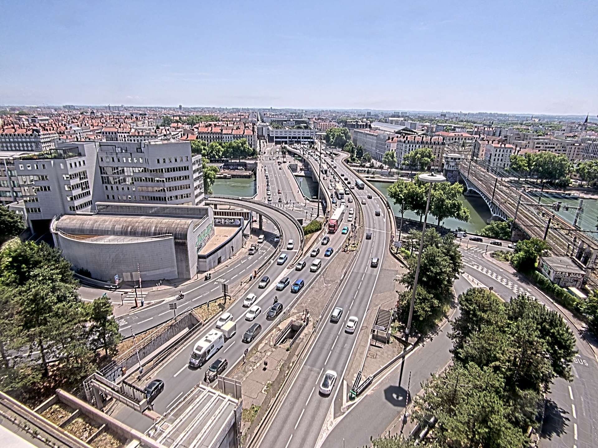 Caméra autoroute à Lyon Perrache à l'entrée Sud du Tunnel sous Fourvière, en direction de Marseille