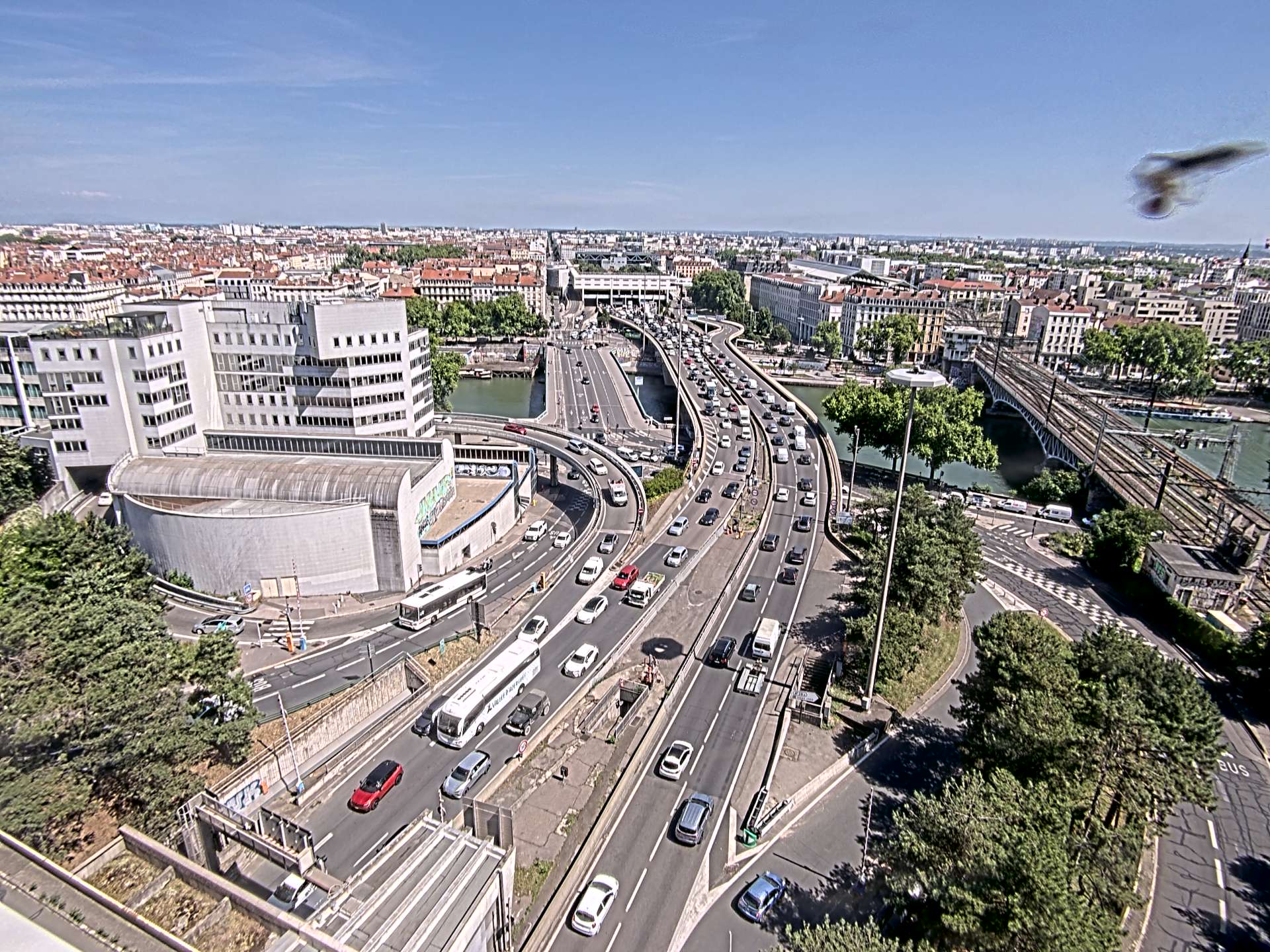 Caméra autoroute à Lyon Perrache à l'entrée Sud du Tunnel sous Fourvière, en direction de Marseille