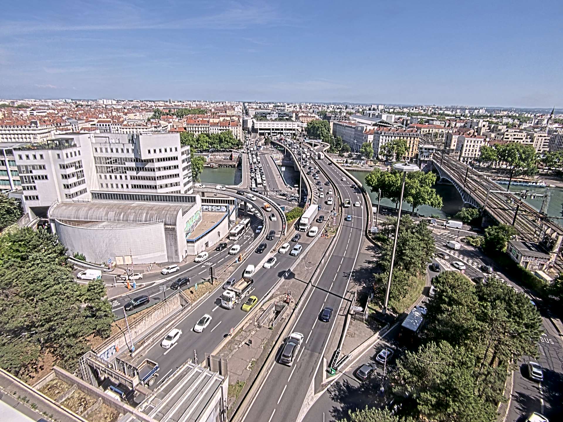 Caméra autoroute à Lyon Perrache à l'entrée Sud du Tunnel sous Fourvière, en direction de Marseille