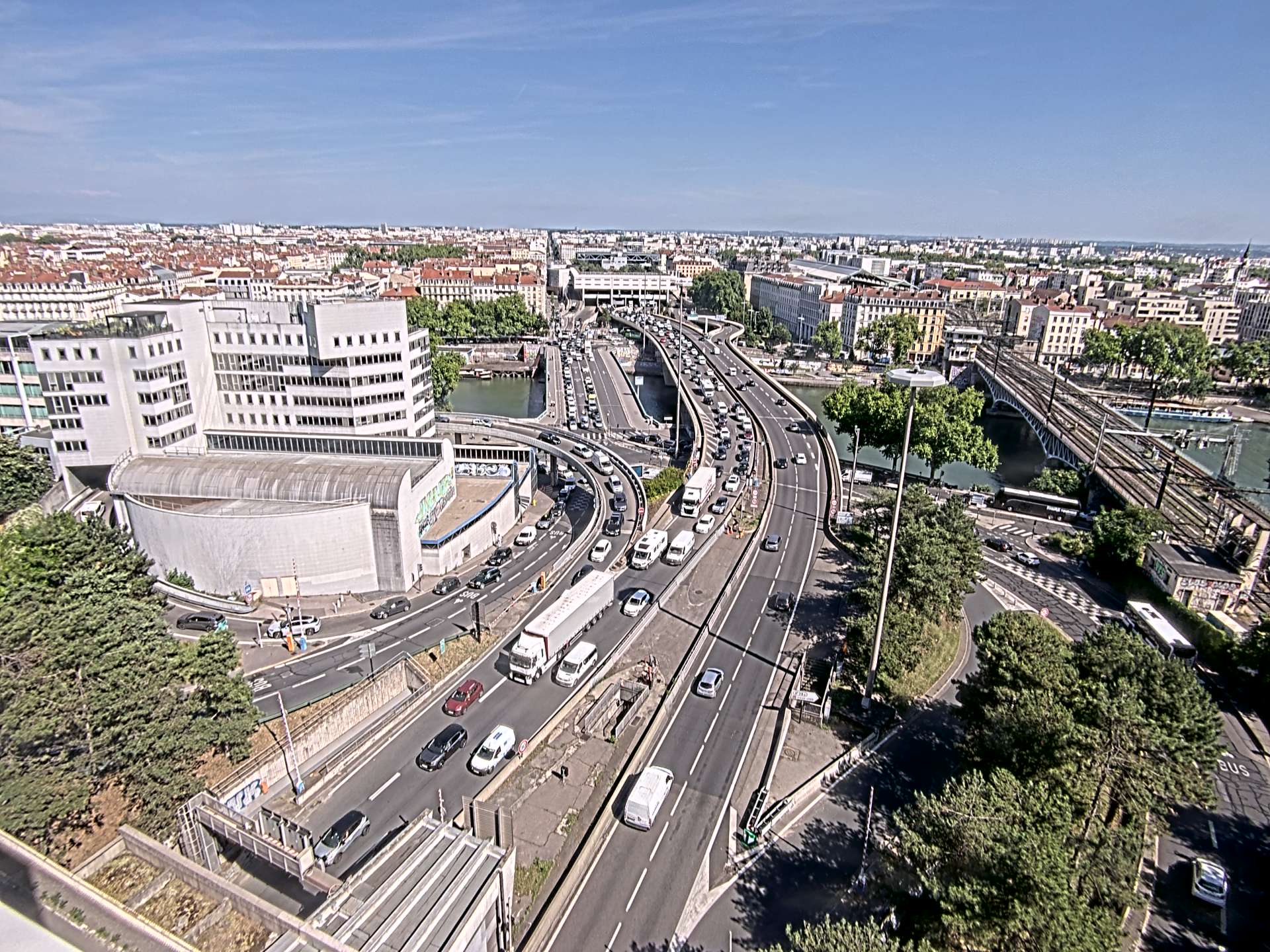 Caméra autoroute à Lyon Perrache à l'entrée Sud du Tunnel sous Fourvière, en direction de Marseille