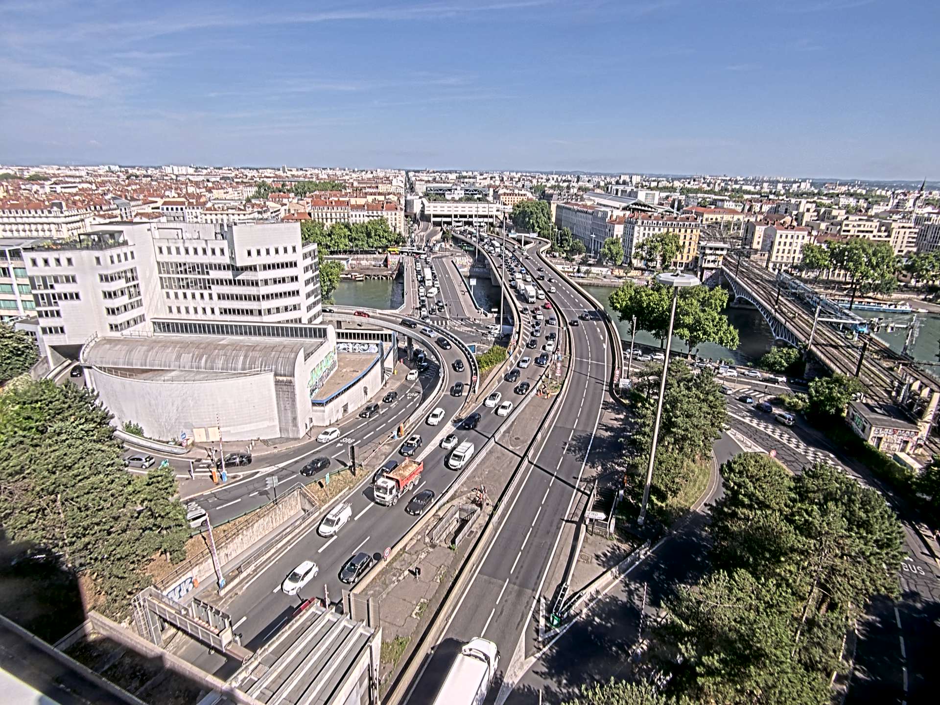 Caméra autoroute à Lyon Perrache à l'entrée Sud du Tunnel sous Fourvière, en direction de Marseille