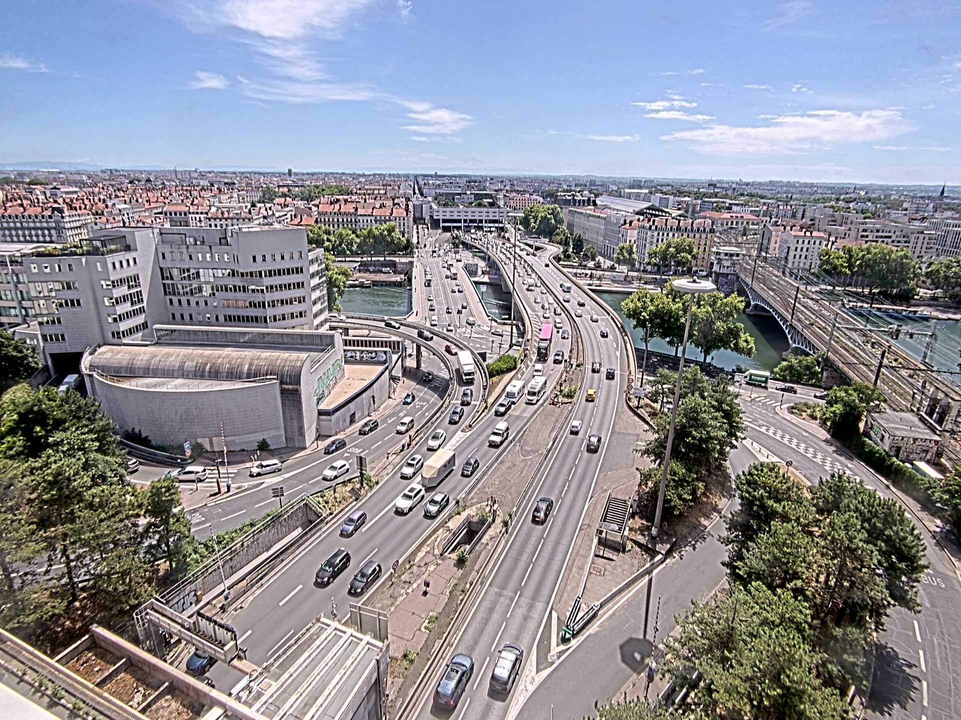 Caméra autoroute à Lyon Perrache à l'entrée Sud du Tunnel sous Fourvière, en direction de Marseille