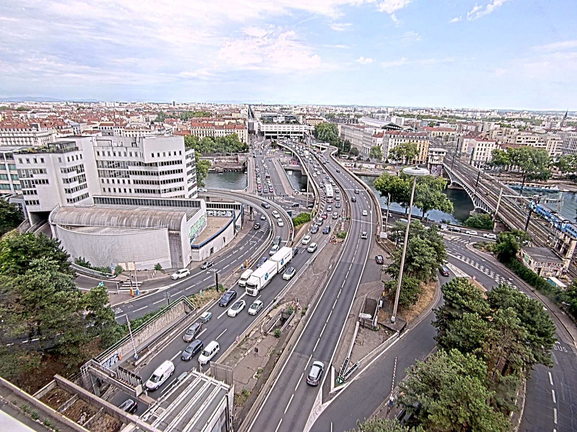 Caméra autoroute à Lyon Perrache à l'entrée Sud du Tunnel sous Fourvière, en direction de Marseille