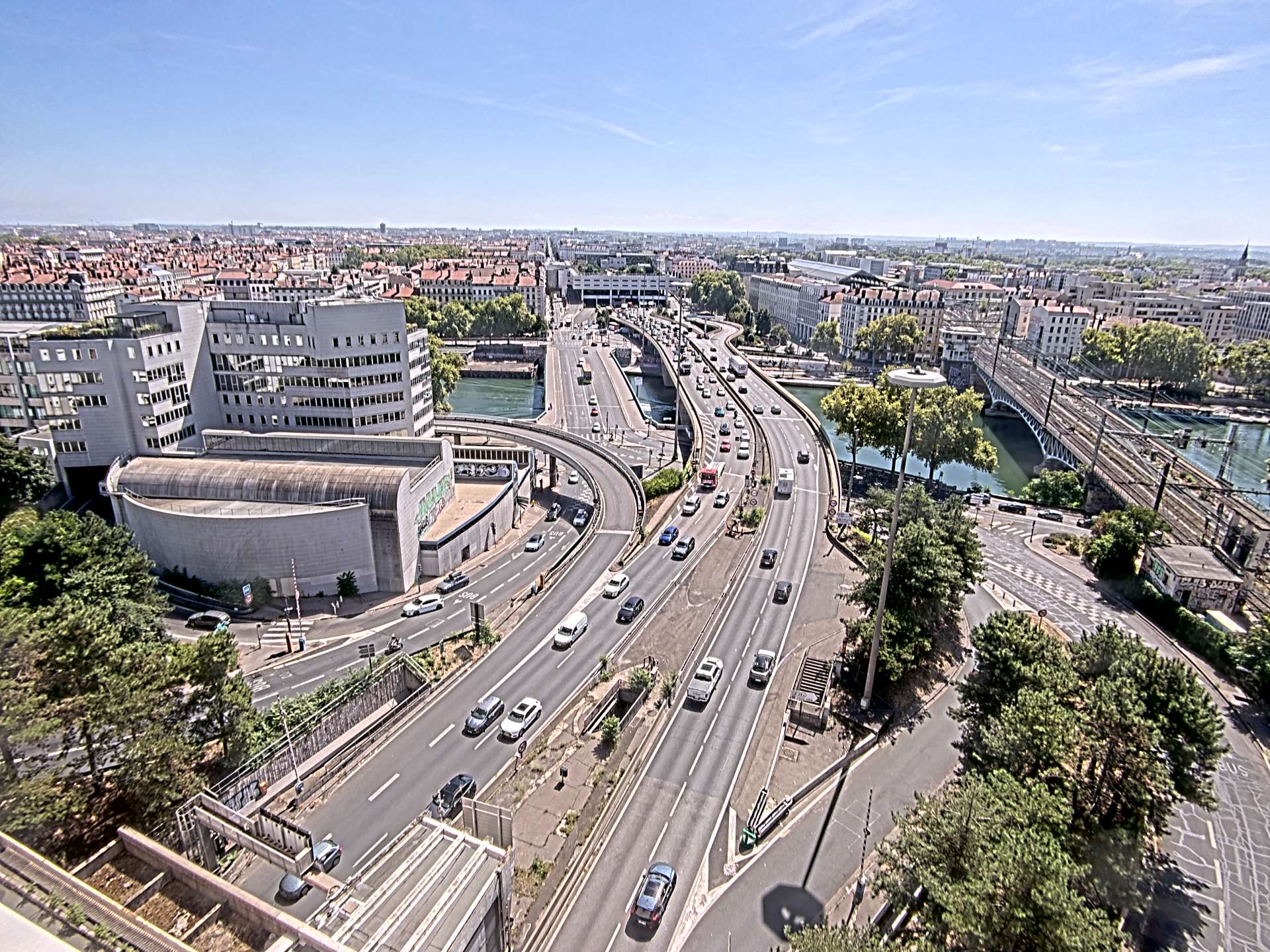 Caméra autoroute à Lyon Perrache à l'entrée Sud du Tunnel sous Fourvière, en direction de Marseille