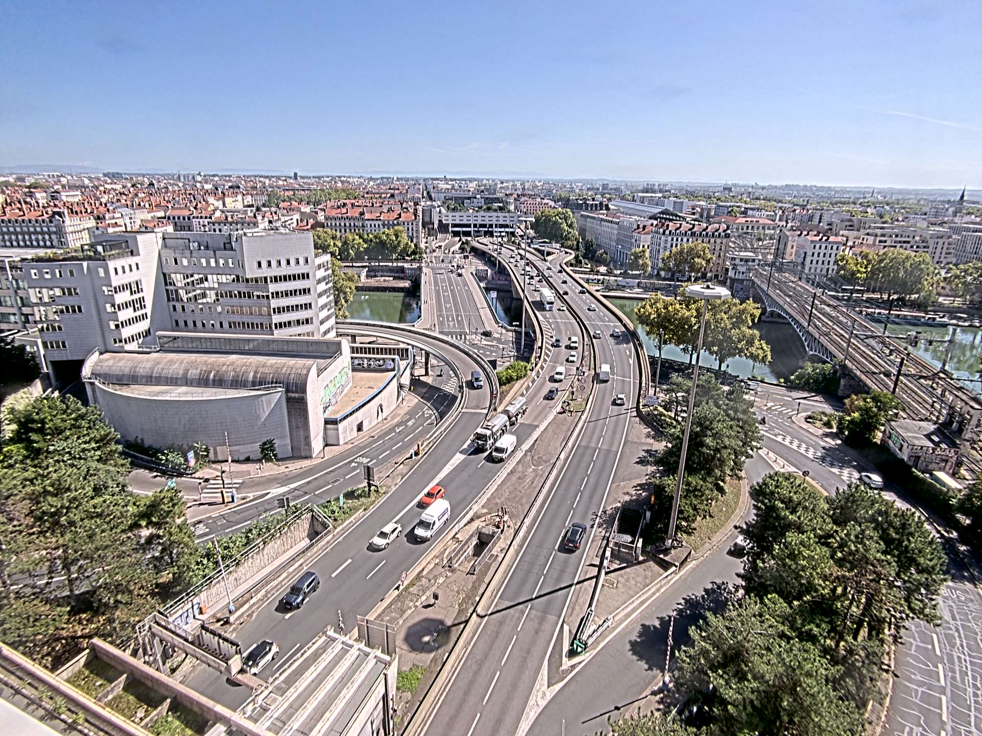 Caméra autoroute à Lyon Perrache à l'entrée Sud du Tunnel sous Fourvière, en direction de Marseille