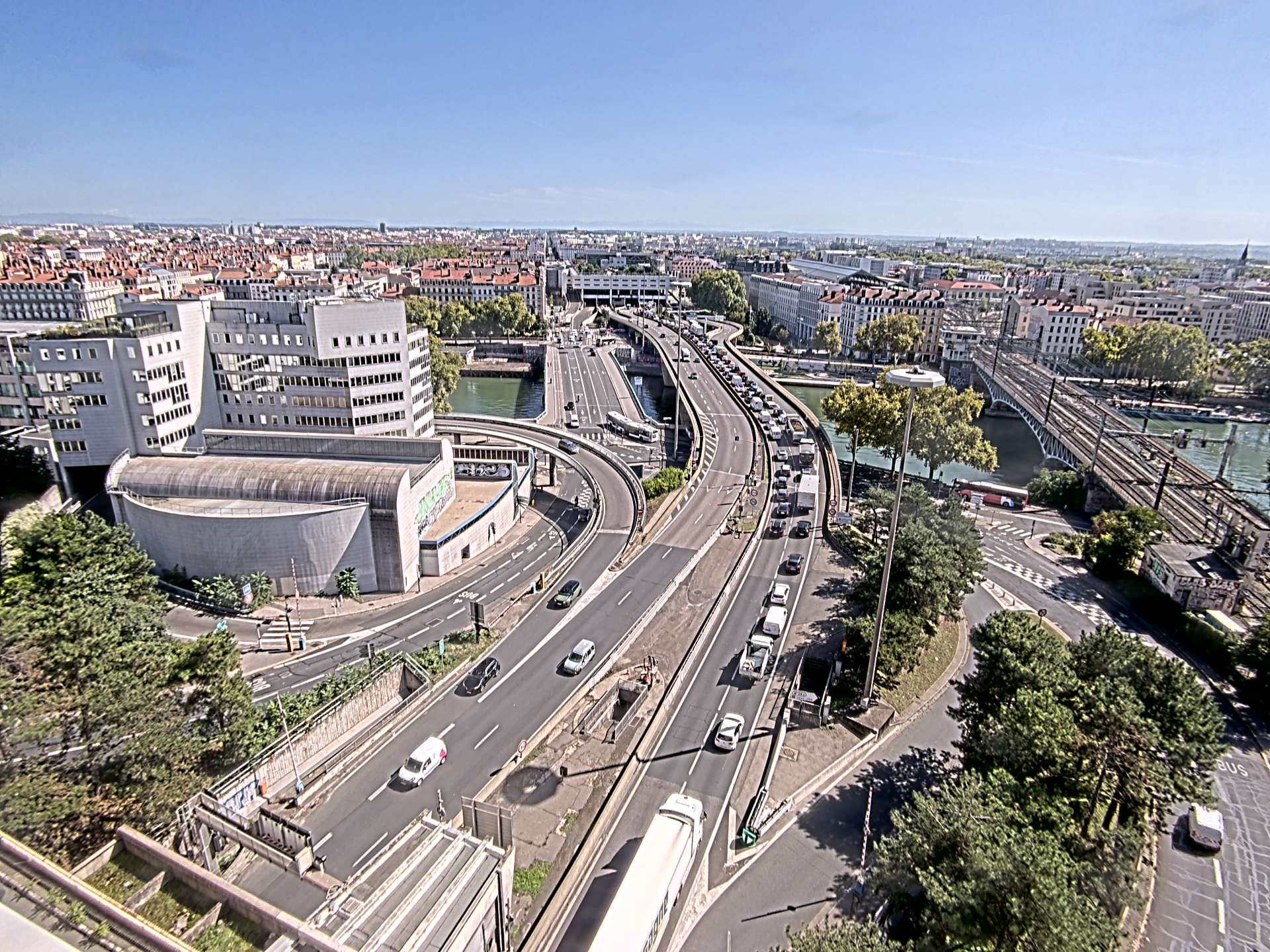 Caméra autoroute à Lyon Perrache à l'entrée Sud du Tunnel sous Fourvière, en direction de Marseille