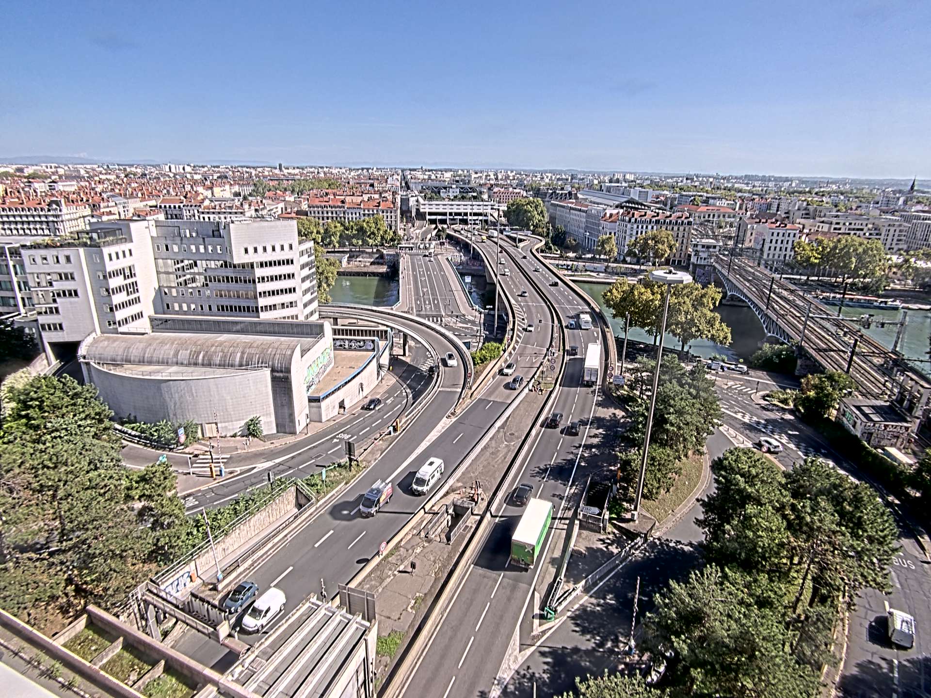 Caméra autoroute à Lyon Perrache à l'entrée Sud du Tunnel sous Fourvière, en direction de Marseille