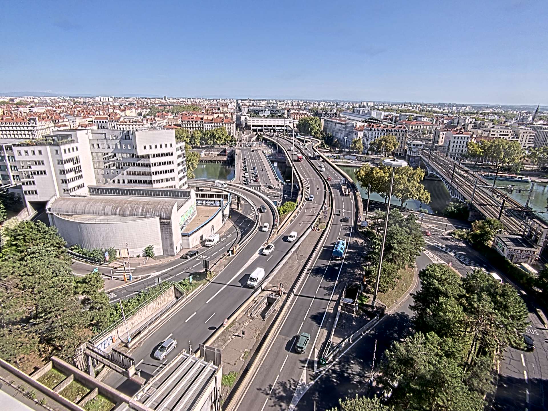 Caméra autoroute à Lyon Perrache à l'entrée Sud du Tunnel sous Fourvière, en direction de Marseille