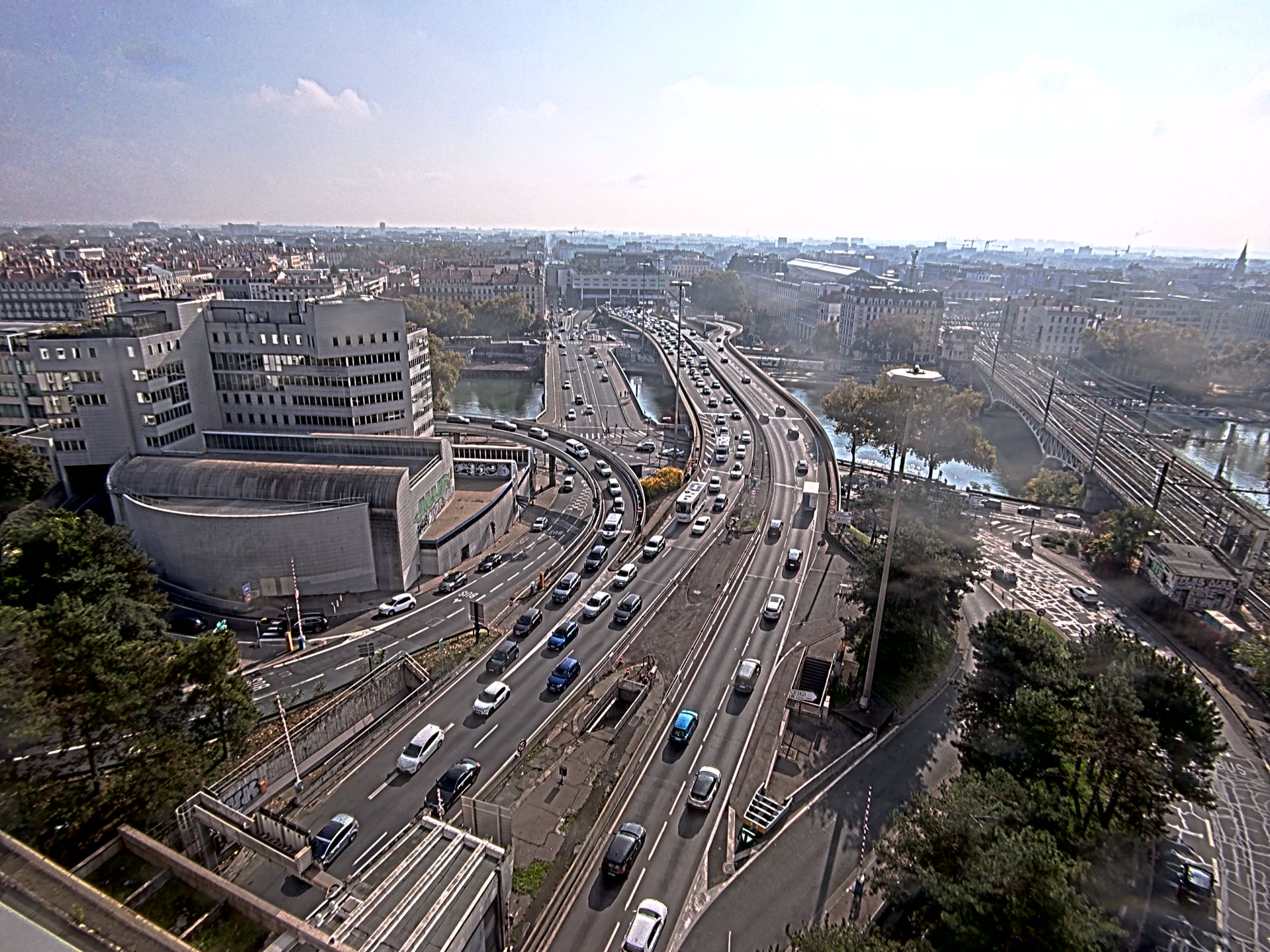 Caméra autoroute à Lyon Perrache à l'entrée Sud du Tunnel sous Fourvière, en direction de Marseille