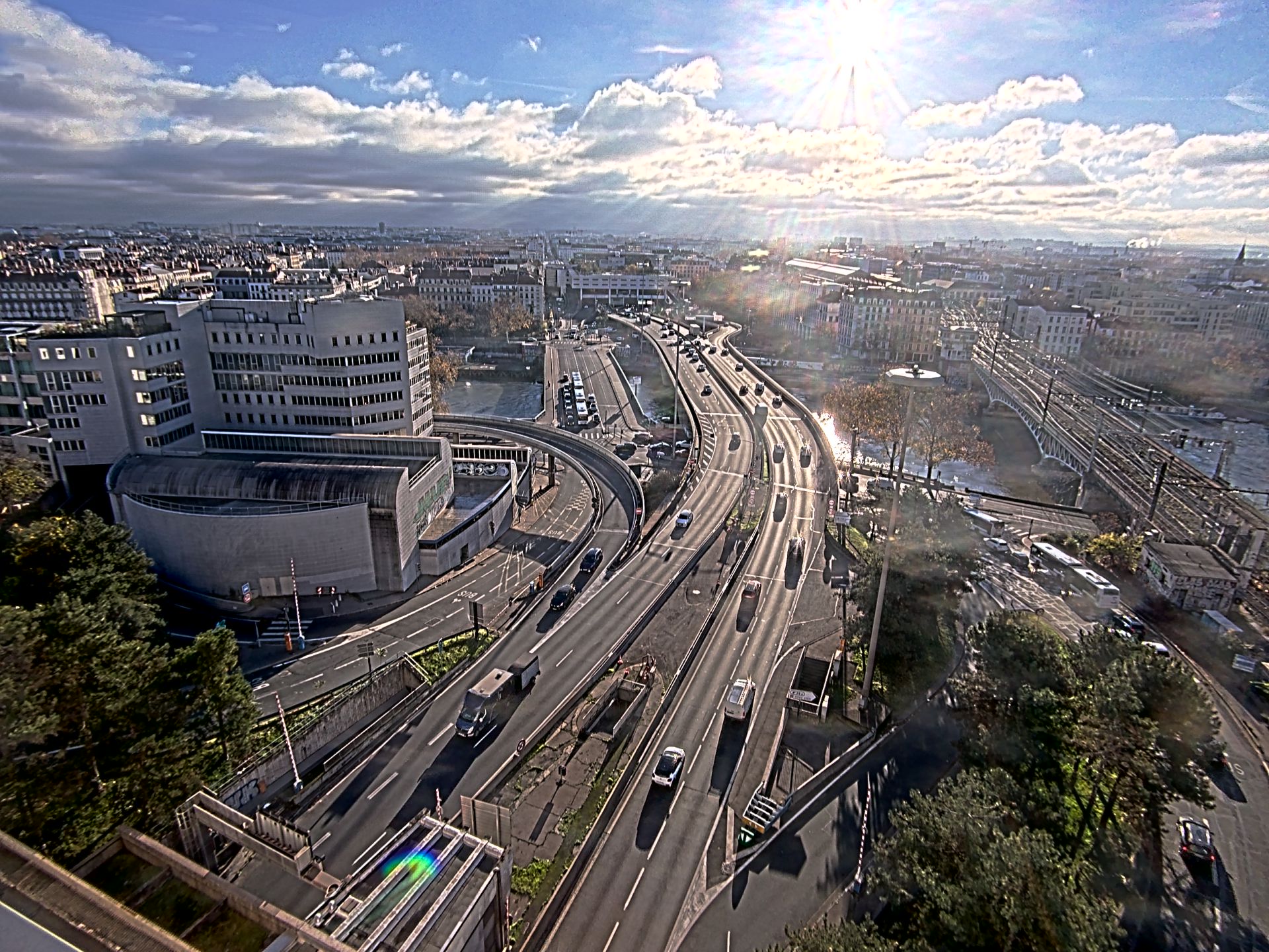 Caméra autoroute à Lyon Perrache à l'entrée Sud du Tunnel sous Fourvière, en direction de Marseille