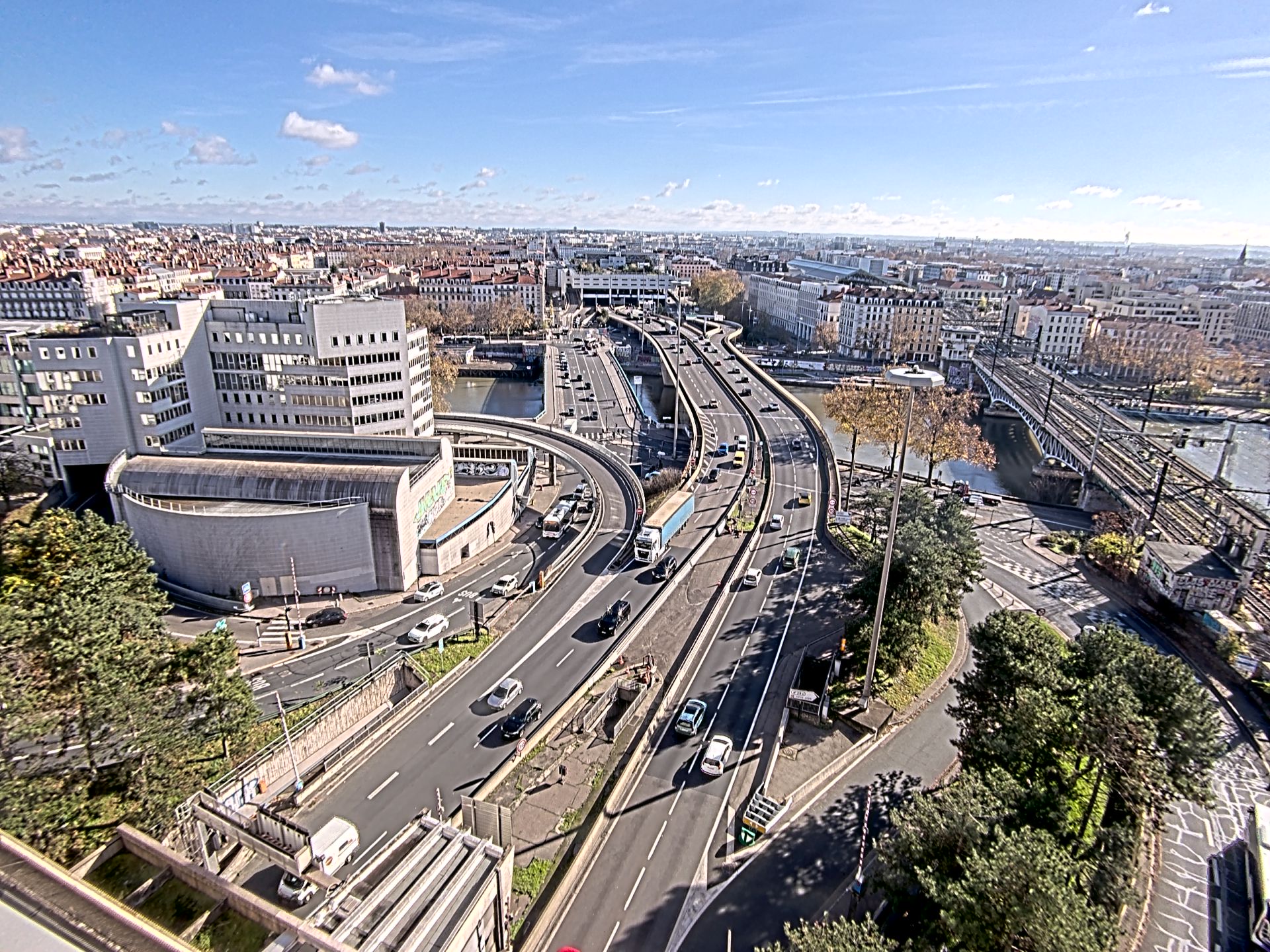 Caméra autoroute à Lyon Perrache à l'entrée Sud du Tunnel sous Fourvière, en direction de Marseille