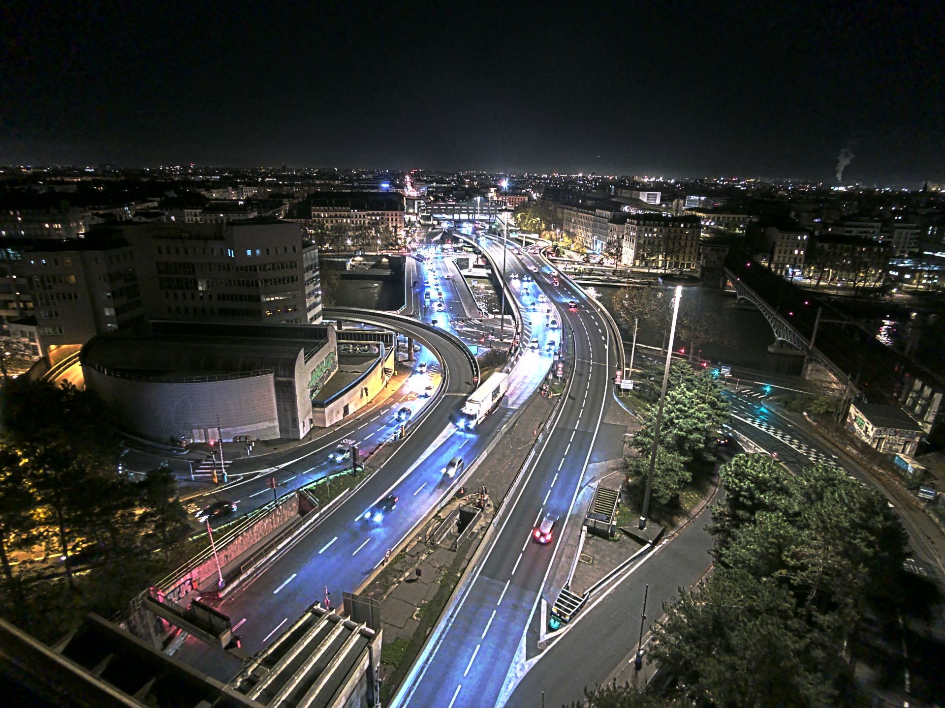Caméra autoroute à Lyon Perrache à l'entrée Sud du Tunnel sous Fourvière, en direction de Marseille