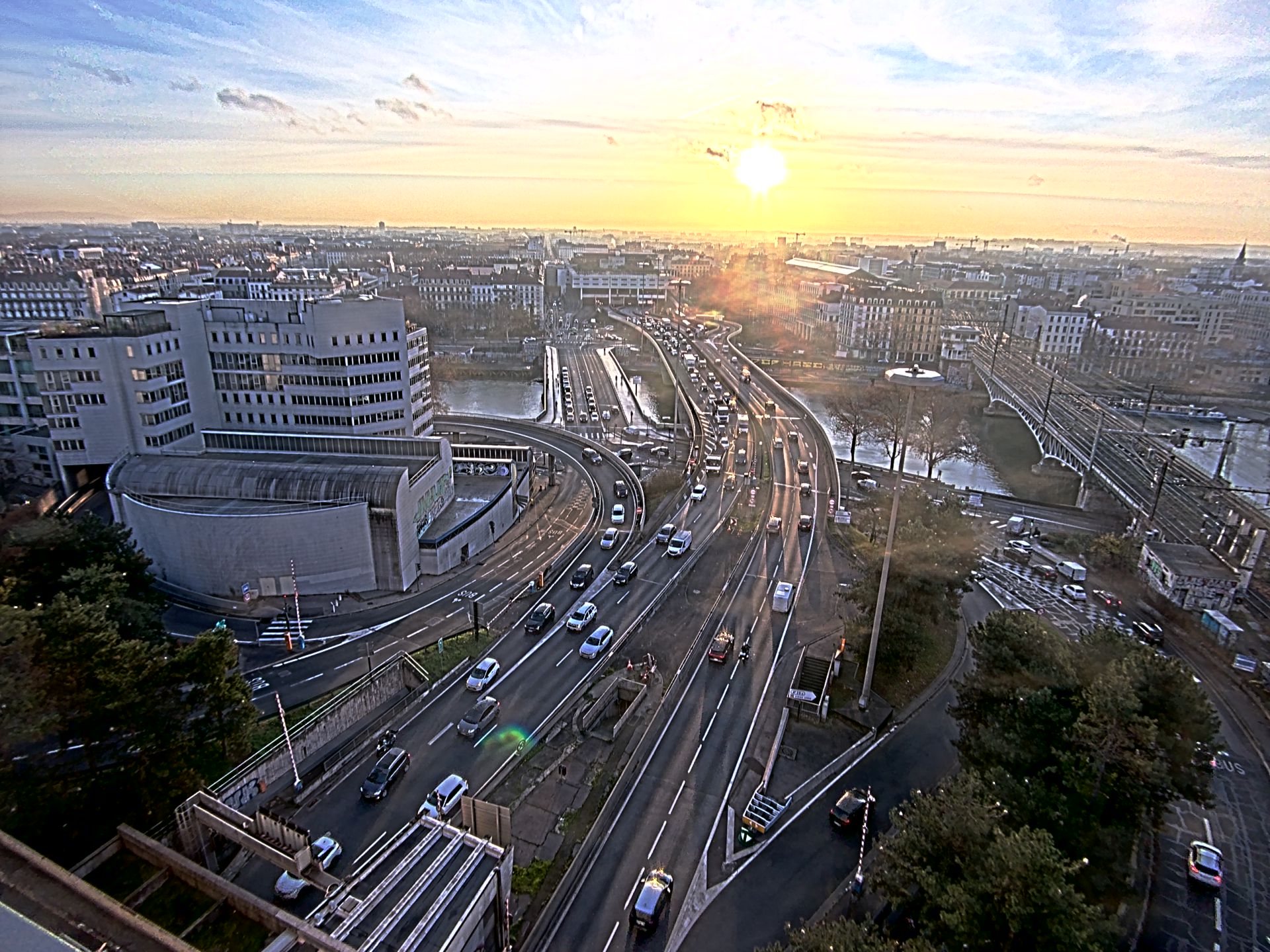 Caméra autoroute à Lyon Perrache à l'entrée Sud du Tunnel sous Fourvière, en direction de Marseille