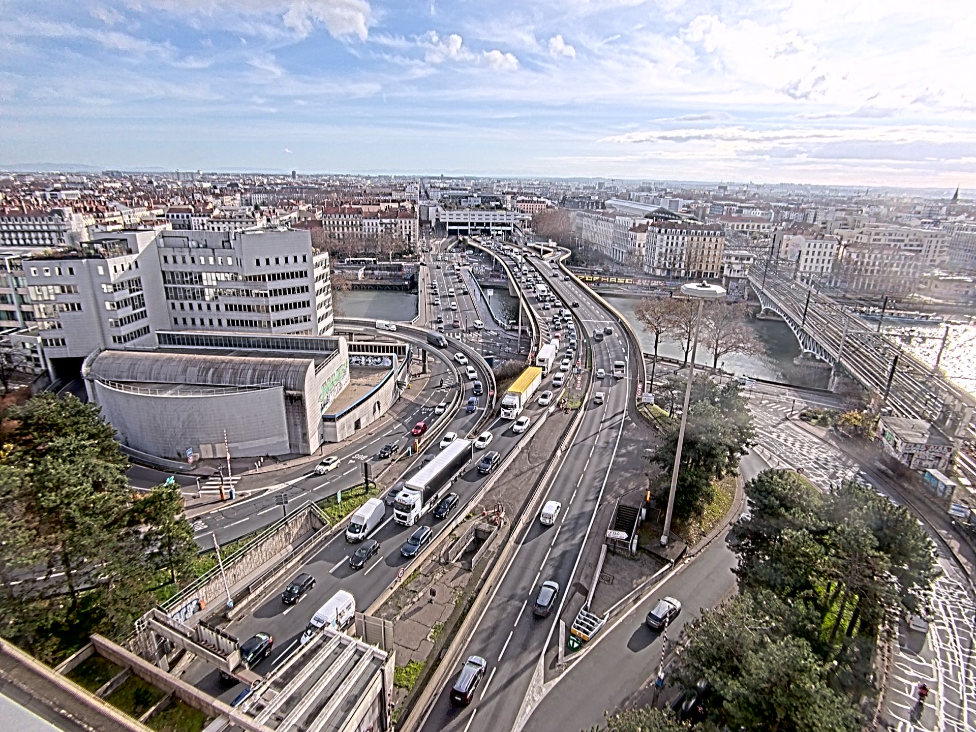 Caméra autoroute à Lyon Perrache à l'entrée Sud du Tunnel sous Fourvière, en direction de Marseille