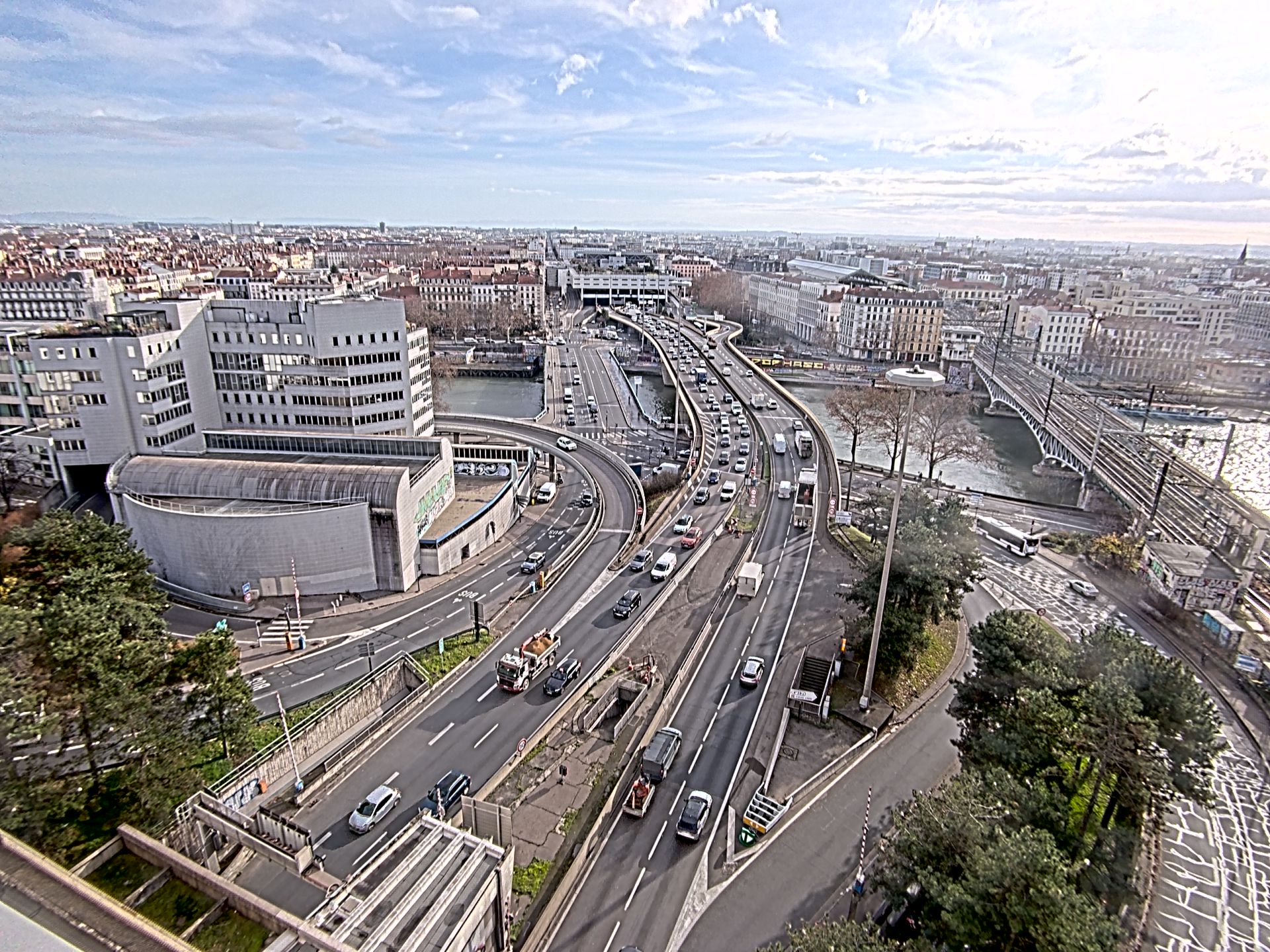 Caméra autoroute à Lyon Perrache à l'entrée Sud du Tunnel sous Fourvière, en direction de Marseille