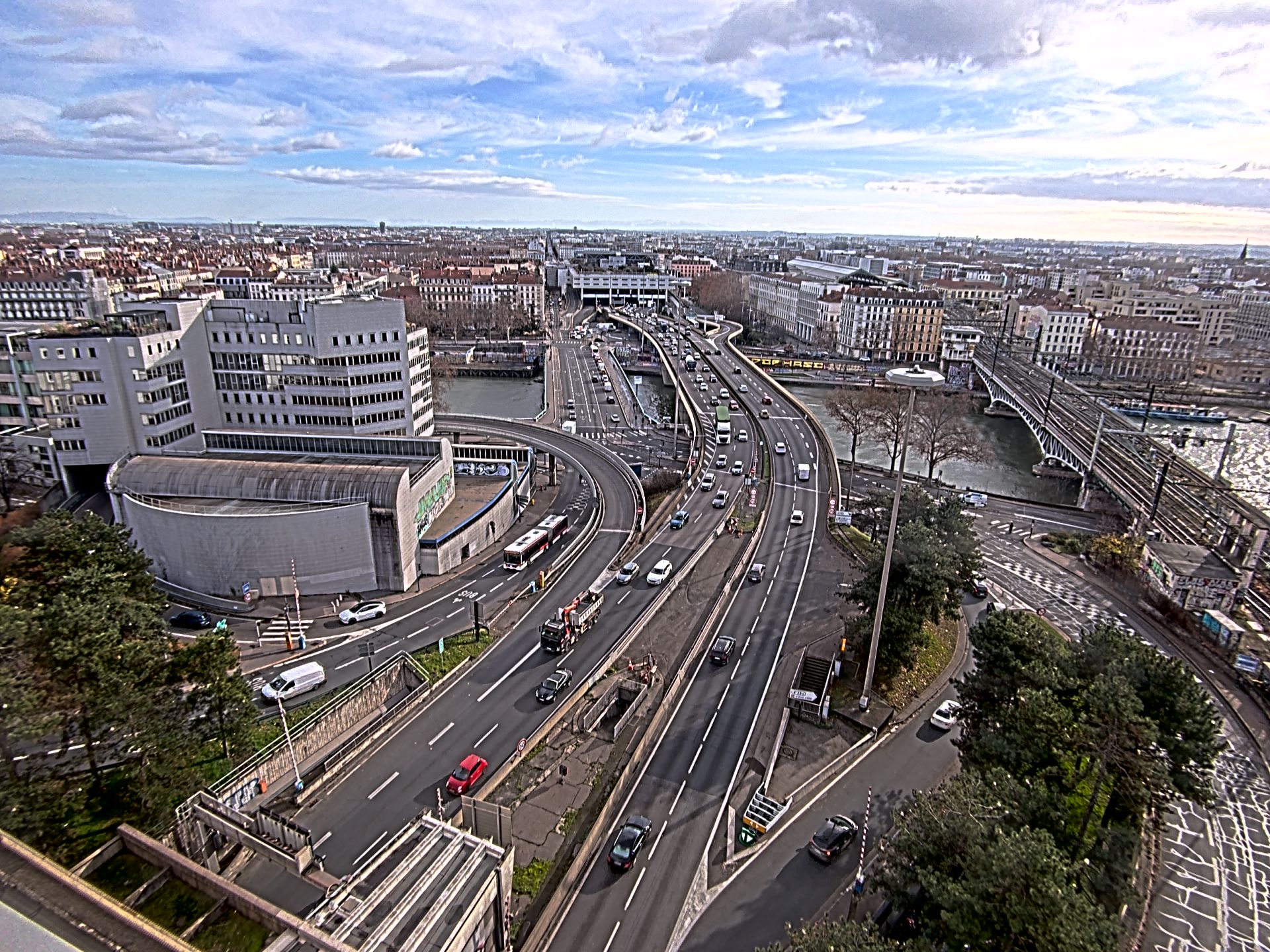 Caméra autoroute à Lyon Perrache à l'entrée Sud du Tunnel sous Fourvière, en direction de Marseille