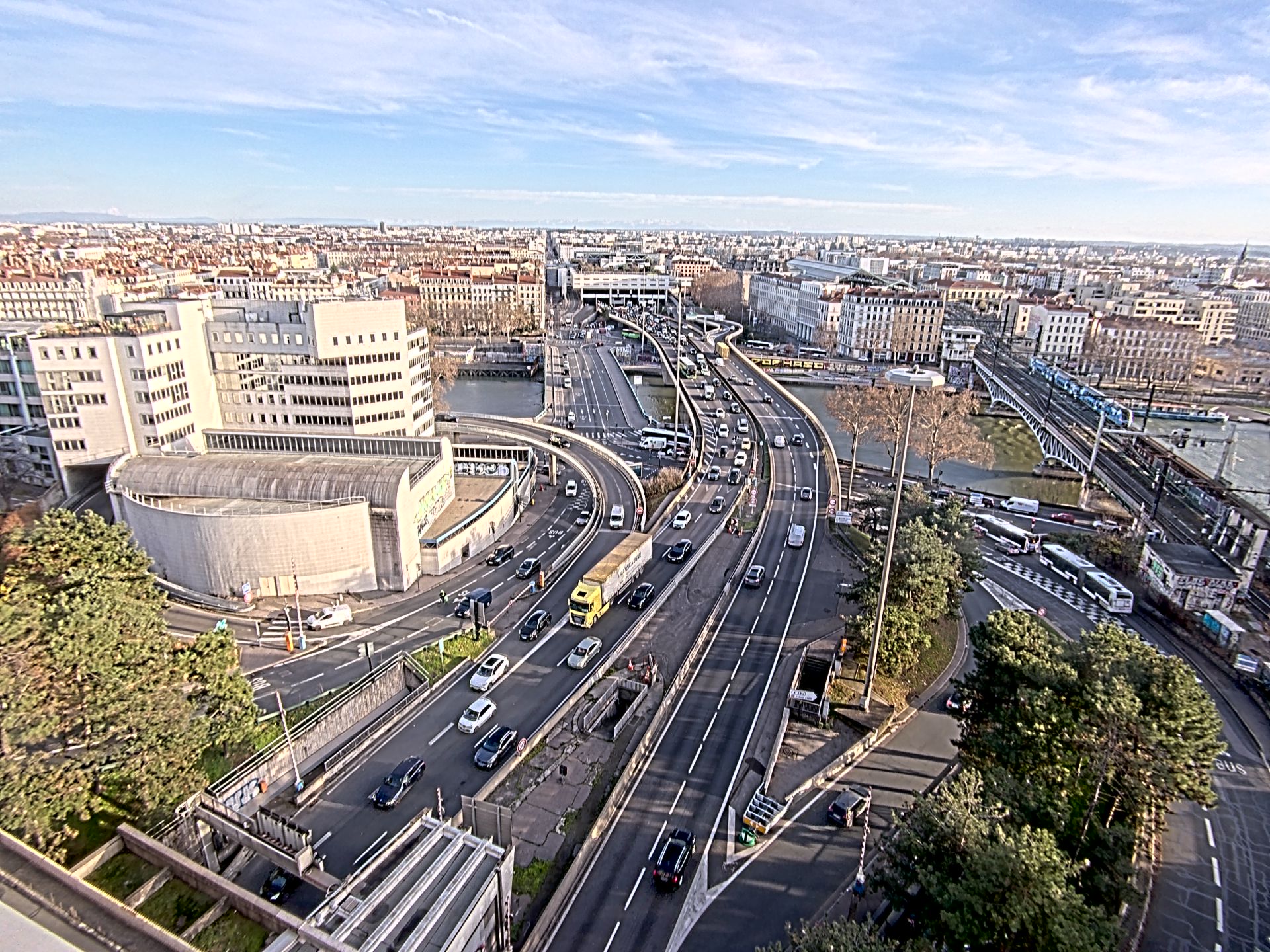 Caméra autoroute à Lyon Perrache à l'entrée Sud du Tunnel sous Fourvière, en direction de Marseille