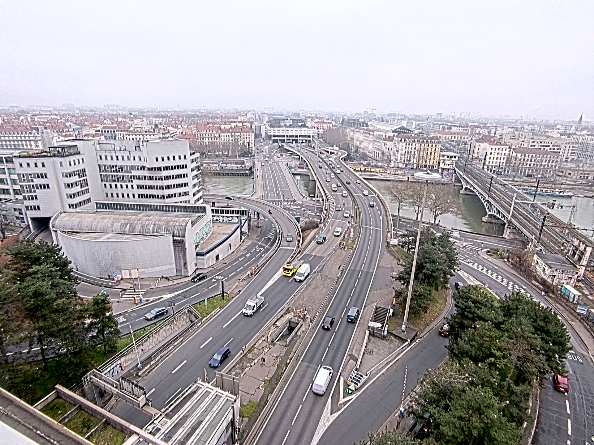 Caméra autoroute à Lyon Perrache à l'entrée Sud du Tunnel sous Fourvière, en direction de Marseille
