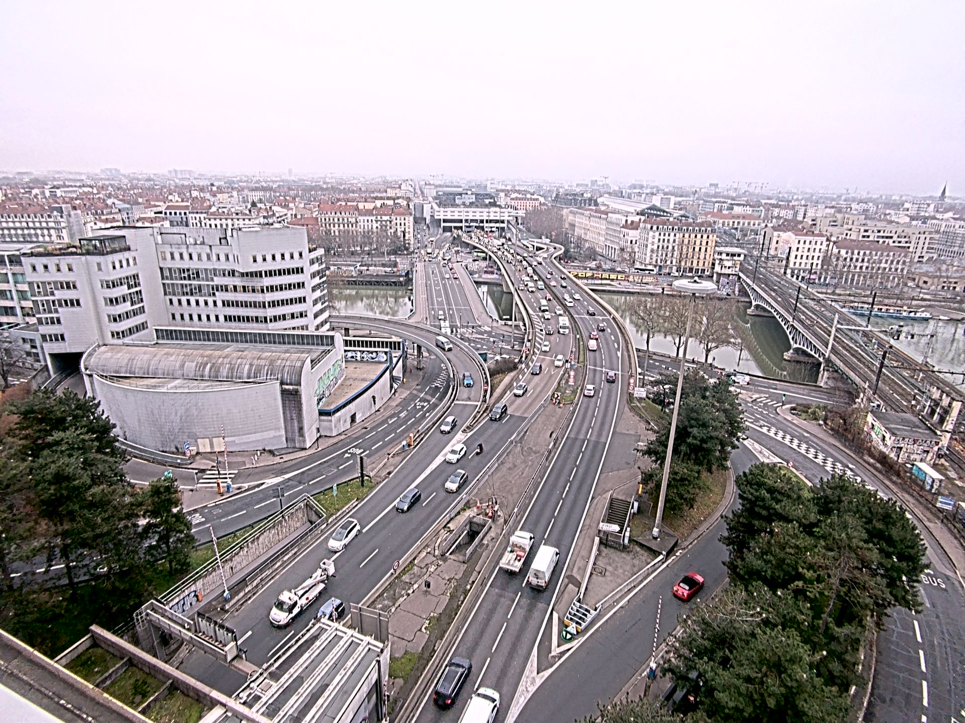 Caméra autoroute à Lyon Perrache à l'entrée Sud du Tunnel sous Fourvière, en direction de Marseille