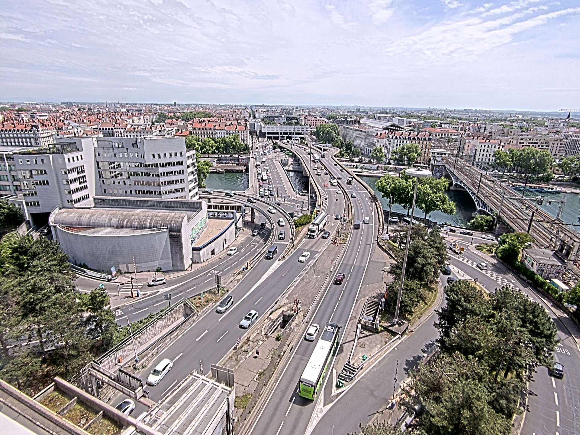 Caméra autoroute à Lyon Perrache à l'entrée Sud du Tunnel sous Fourvière, en direction de Marseille