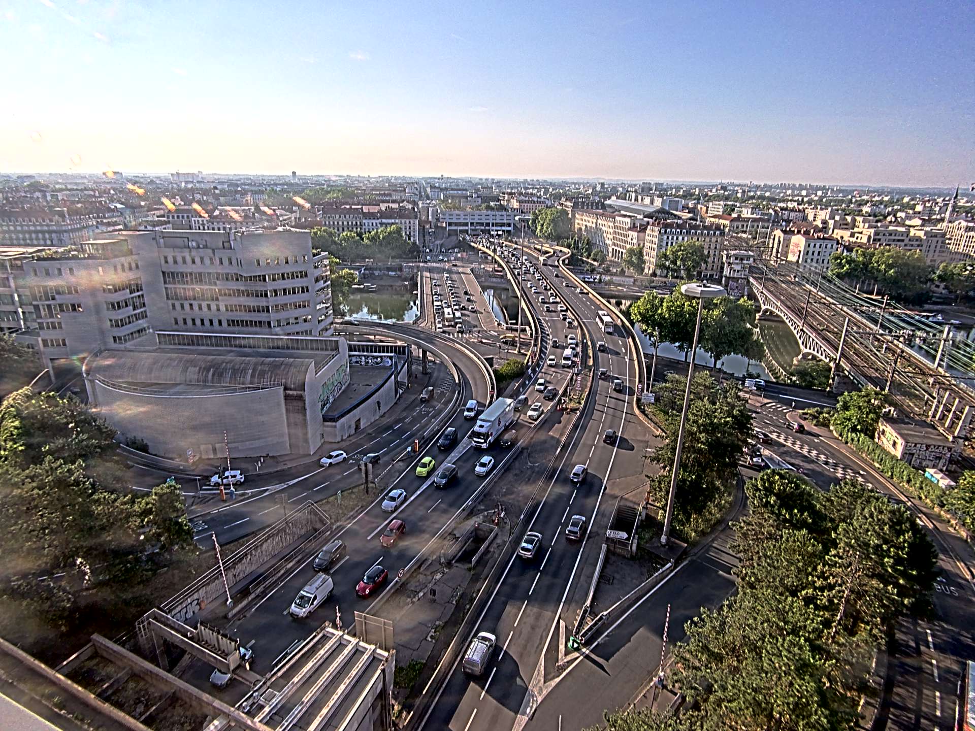 Caméra autoroute à Lyon Perrache à l'entrée Sud du Tunnel sous Fourvière, en direction de Marseille