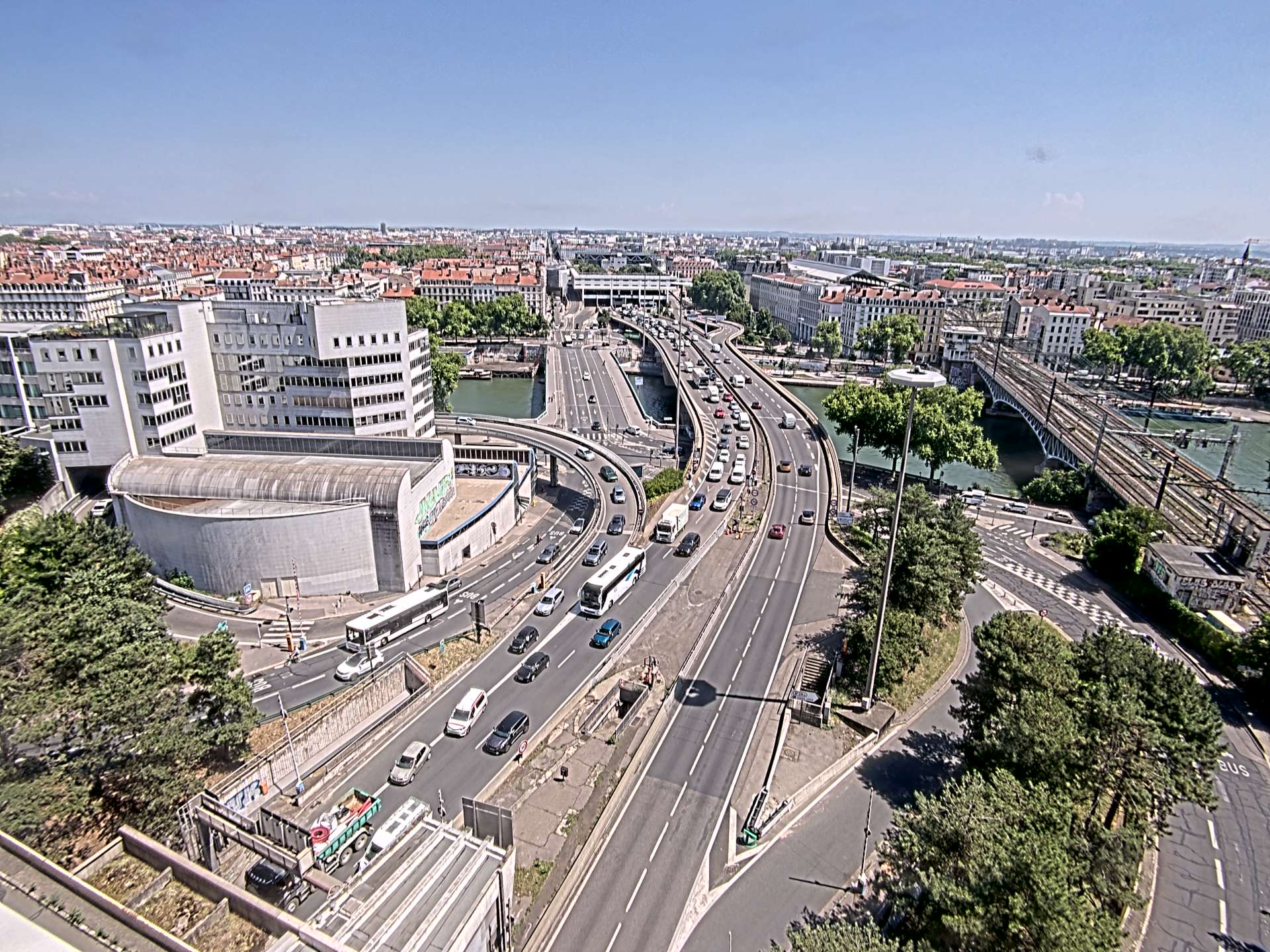 Caméra autoroute à Lyon Perrache à l'entrée Sud du Tunnel sous Fourvière, en direction de Marseille