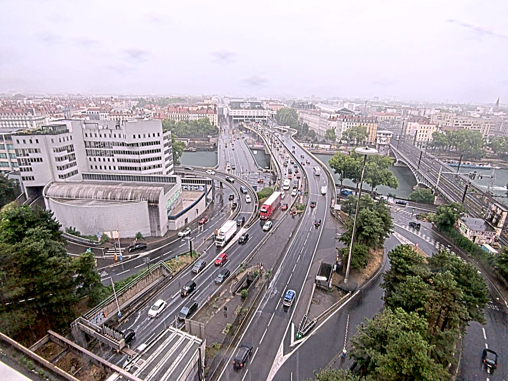 Caméra autoroute à Lyon Perrache à l'entrée Sud du Tunnel sous Fourvière, en direction de Marseille