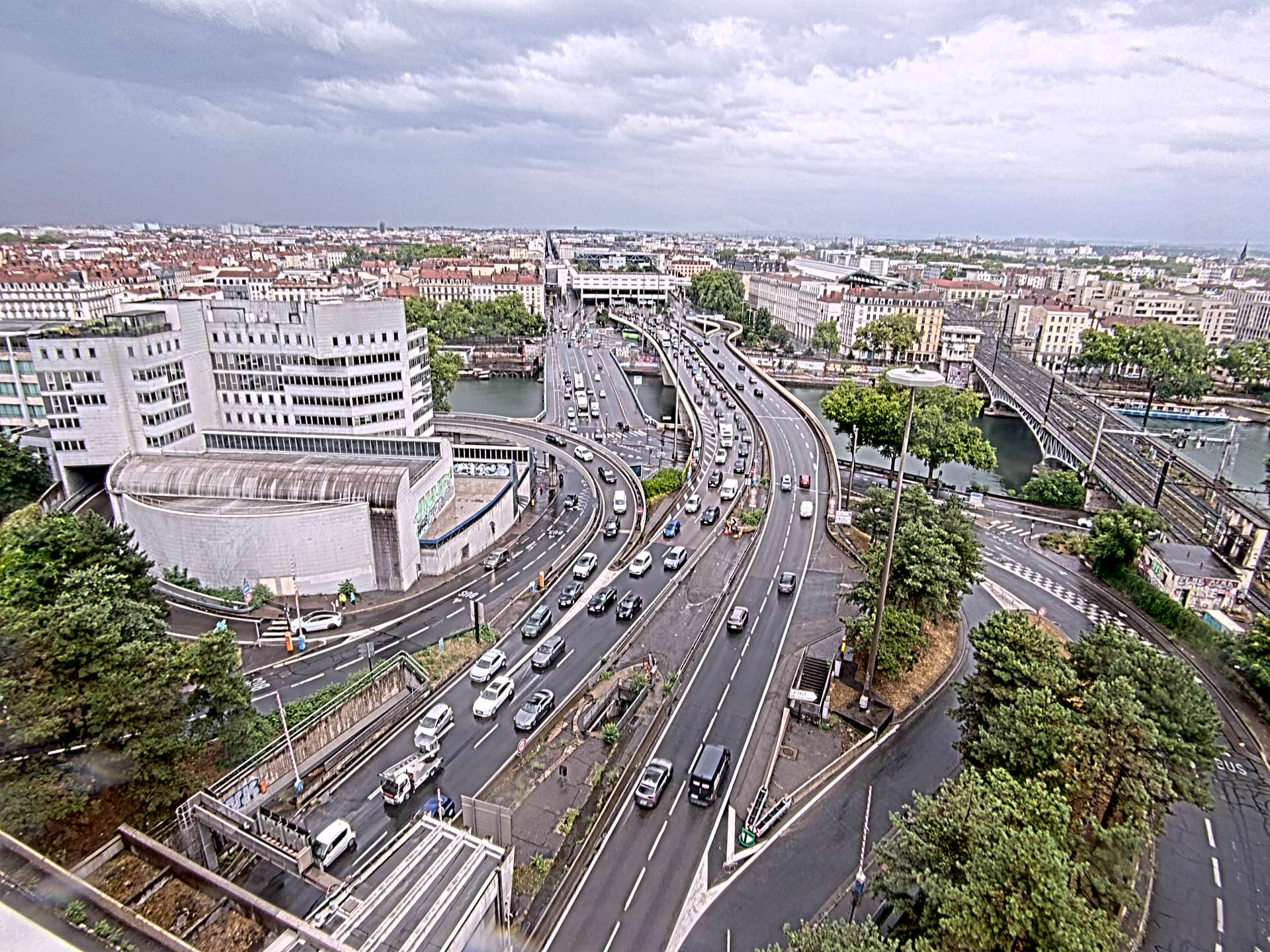 Caméra autoroute à Lyon Perrache à l'entrée Sud du Tunnel sous Fourvière, en direction de Marseille