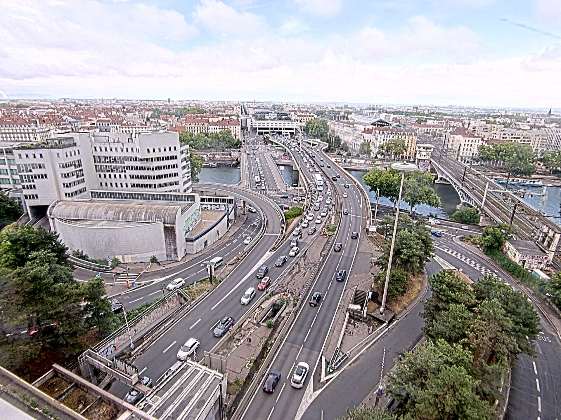 Caméra autoroute à Lyon Perrache à l'entrée Sud du Tunnel sous Fourvière, en direction de Marseille