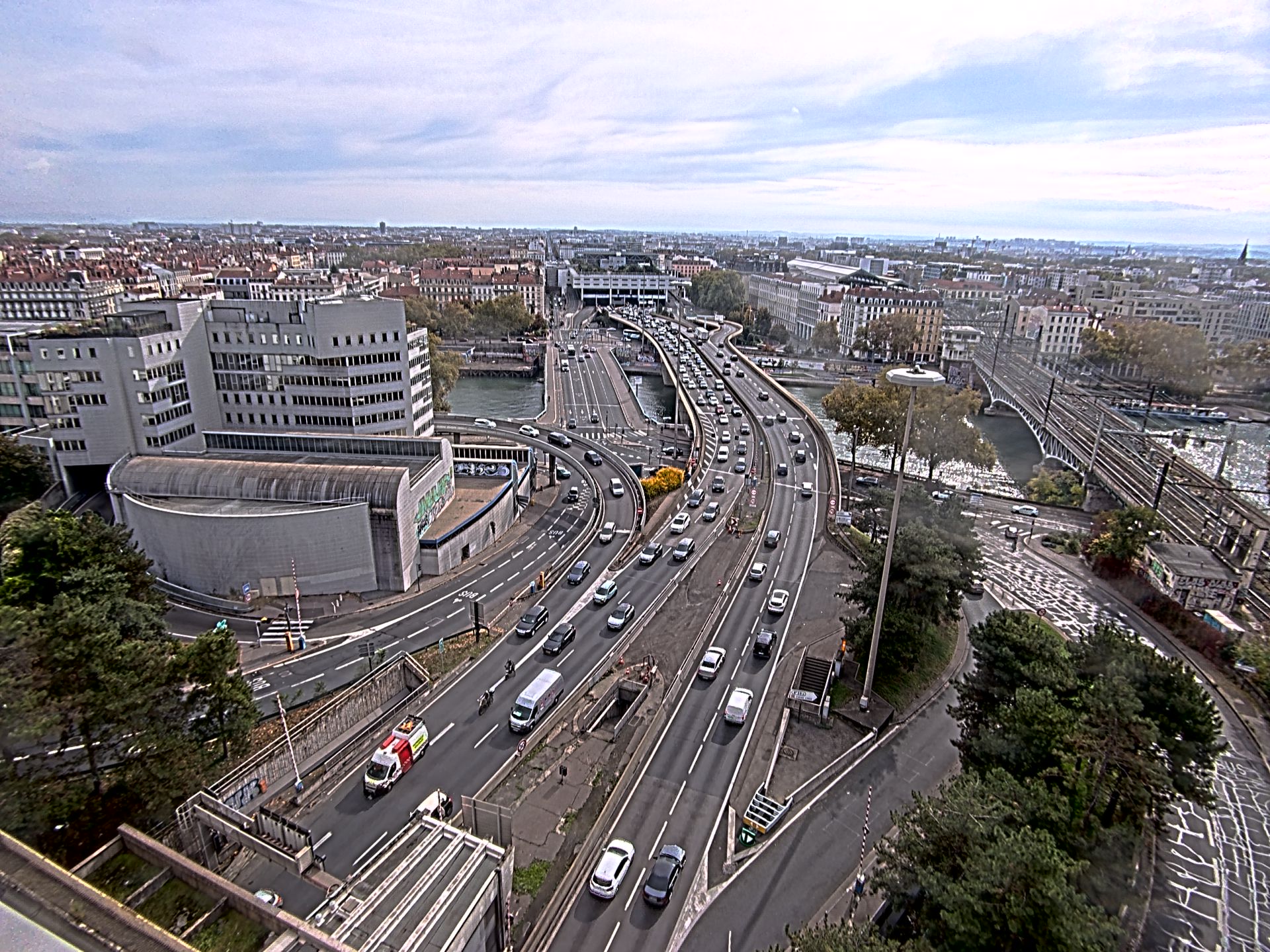 Caméra autoroute à Lyon Perrache à l'entrée Sud du Tunnel sous Fourvière, en direction de Marseille