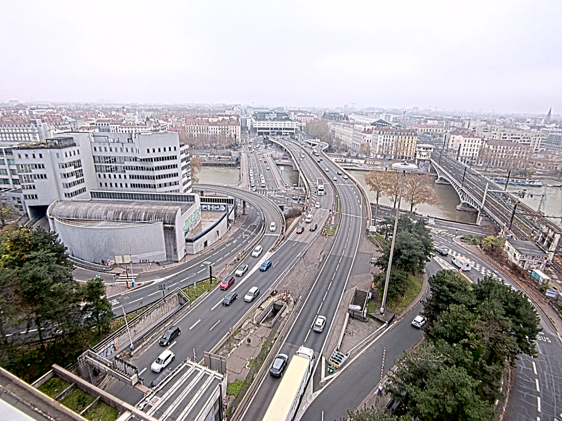 Caméra autoroute à Lyon Perrache à l'entrée Sud du Tunnel sous Fourvière, en direction de Marseille