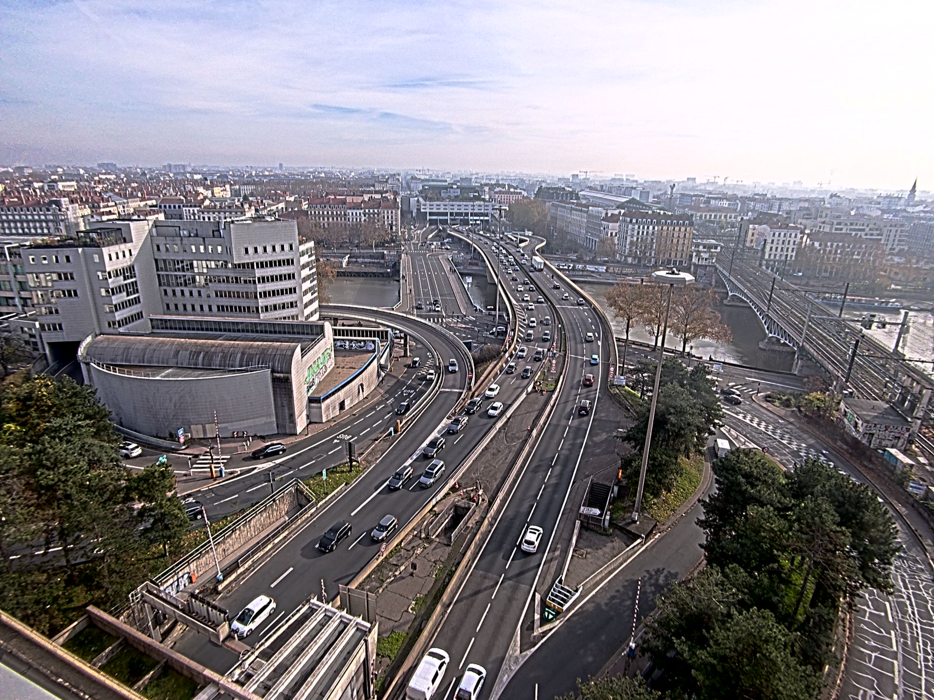 Caméra autoroute à Lyon Perrache à l'entrée Sud du Tunnel sous Fourvière, en direction de Marseille