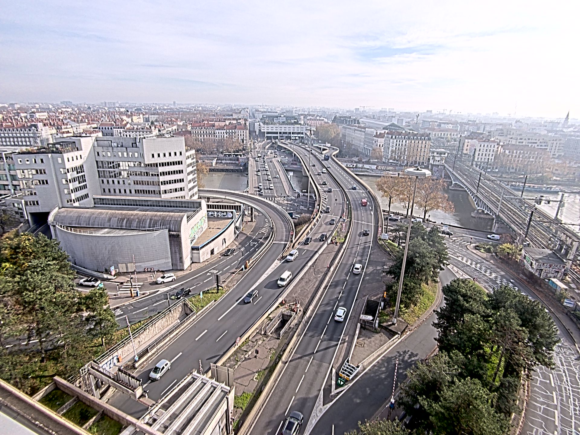 Caméra autoroute à Lyon Perrache à l'entrée Sud du Tunnel sous Fourvière, en direction de Marseille