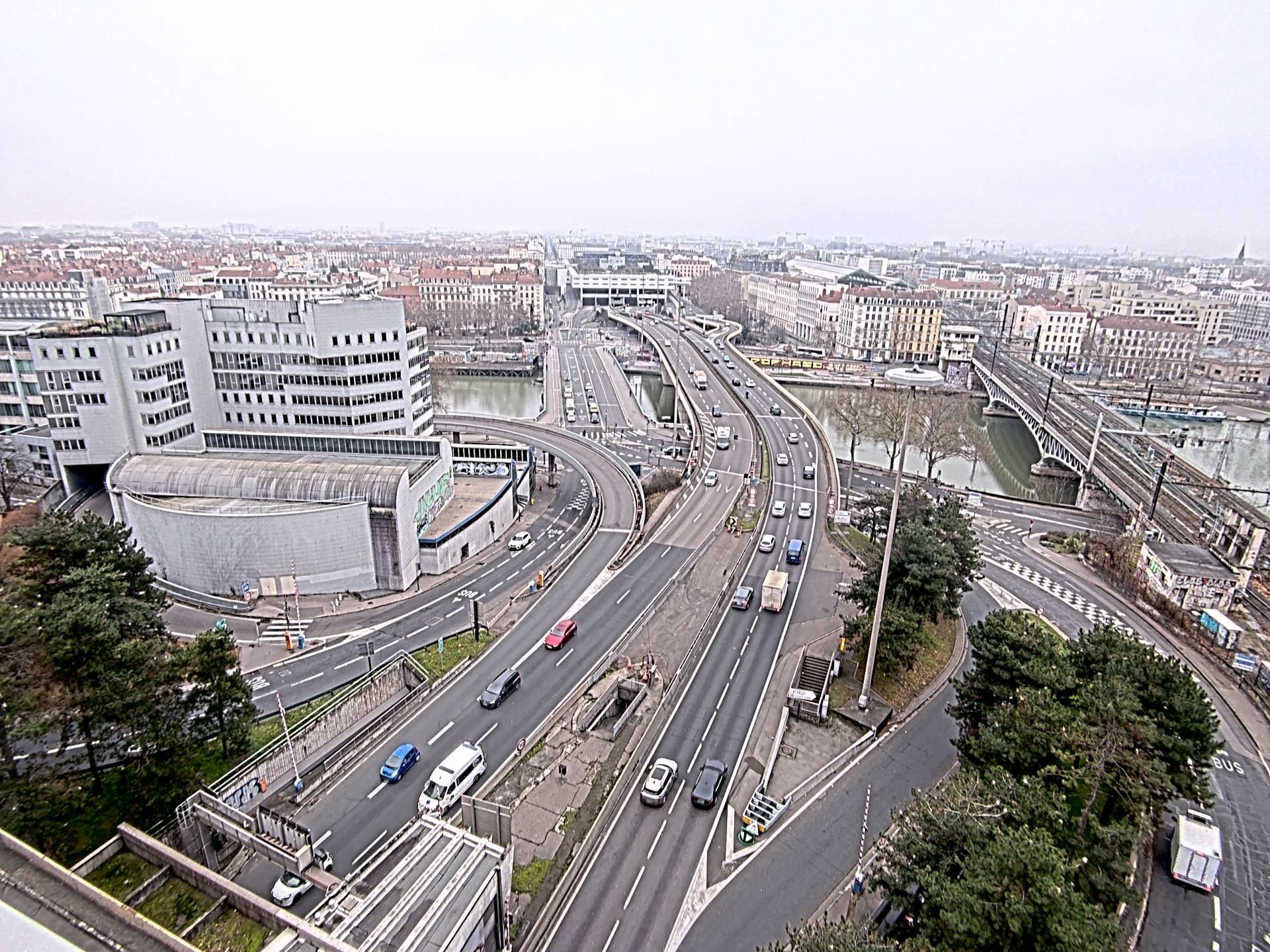 Caméra autoroute à Lyon Perrache à l'entrée Sud du Tunnel sous Fourvière, en direction de Marseille