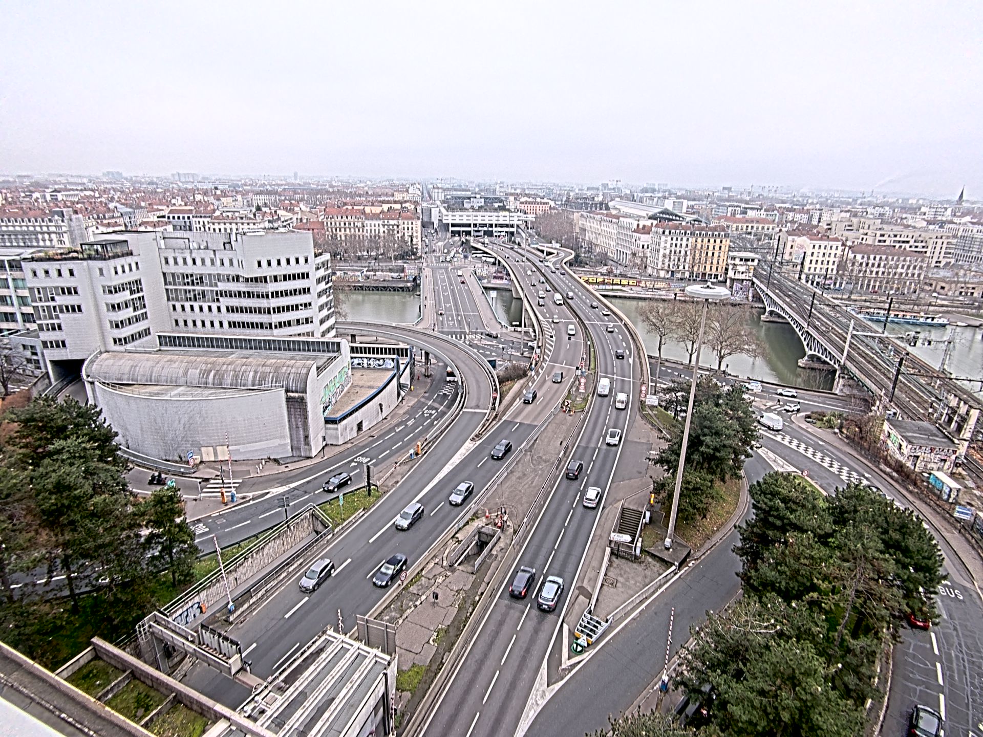 Caméra autoroute à Lyon Perrache à l'entrée Sud du Tunnel sous Fourvière, en direction de Marseille