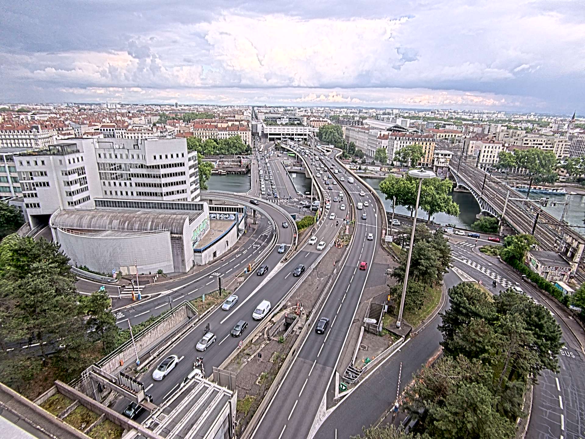 Caméra autoroute à Lyon Perrache à l'entrée Sud du Tunnel sous Fourvière, en direction de Marseille